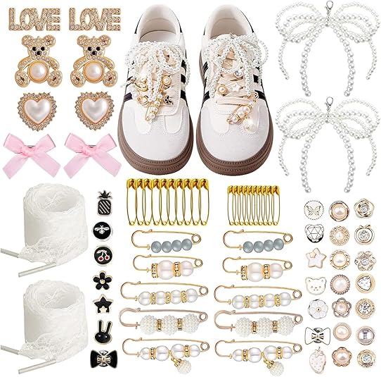 72 Pcs Sneaker Charms, Shoelace Charms For Sneakers, Pearl Rhinestone Brooches And Pins For Women, Shoe Jewelry Charms For Socks Laces Sneakers , Safety Pins Buttons For Sock Clothes Decor Accessories