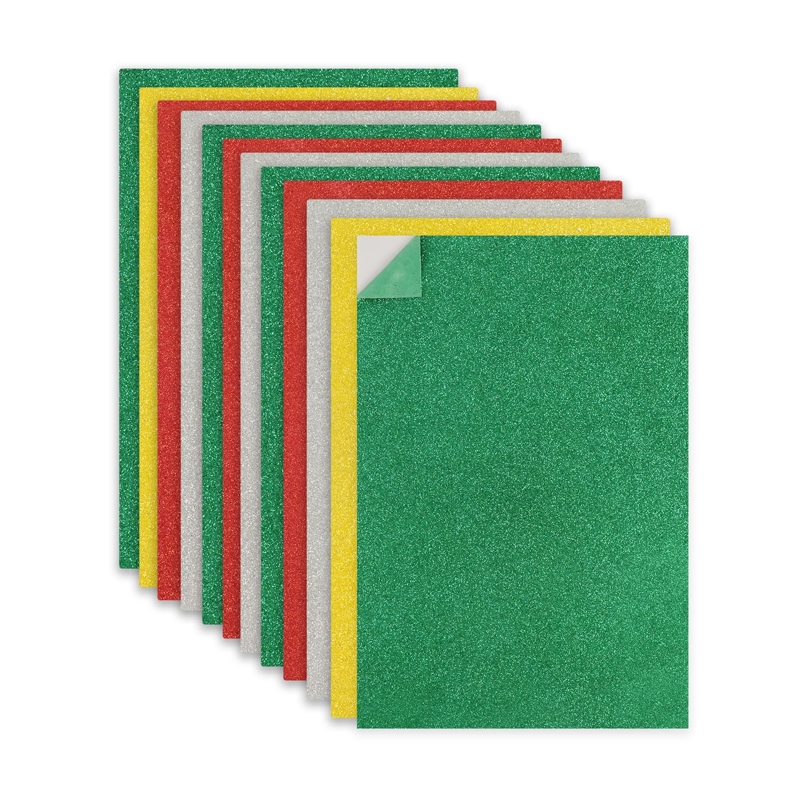 12 Pack Christmas Self Adhesive Glitter Foam Sheets for Crafts, A4 Craft Foam Paper Stickers 2mm EVA Sticky Foam Sheets for DIY Crafts Project, Scrapbook, School Projects, Party Decoration (Christmas)