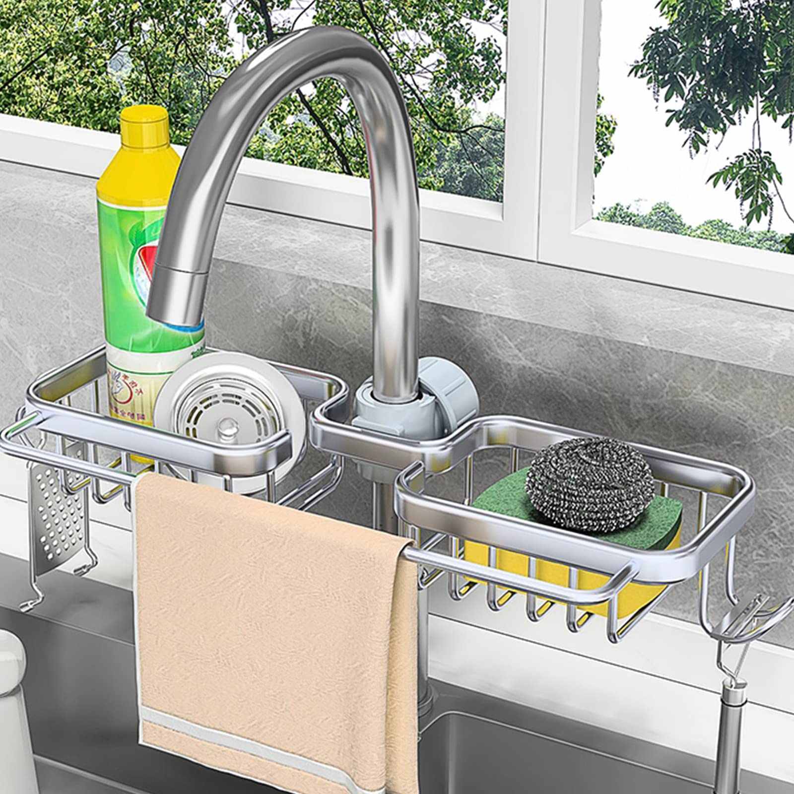 スポンジホルダー 蛇口ホルダー 304ステンレス シンク収納 ラック キッチン Amazon｜スポンジホルダー 蛇口 ステンレススチール 高耐久 厚手 吊り