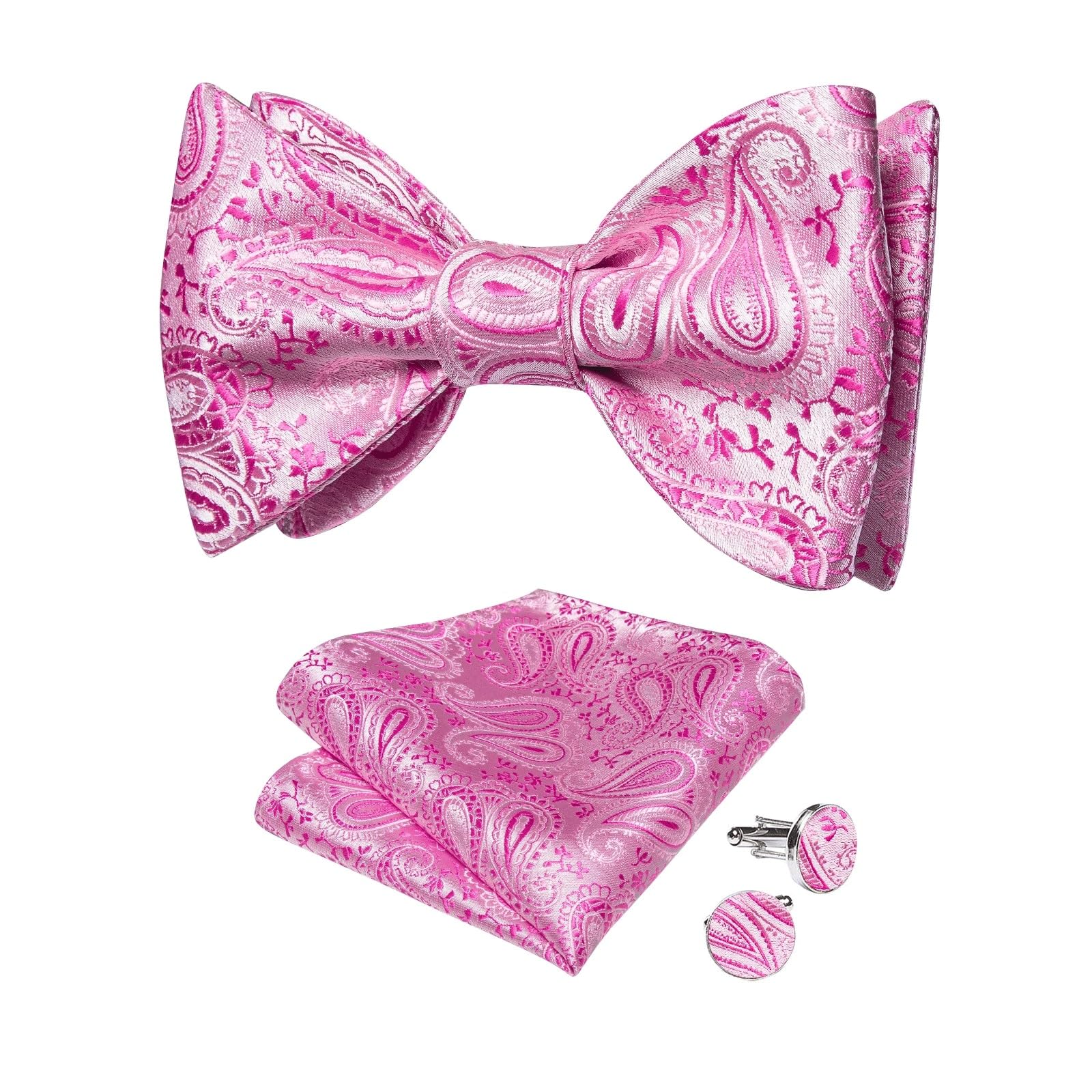 JFDBGU Paisley Bowties Party Nots Wedding Party Self-tie Bowties Hanky Cufflinks Set