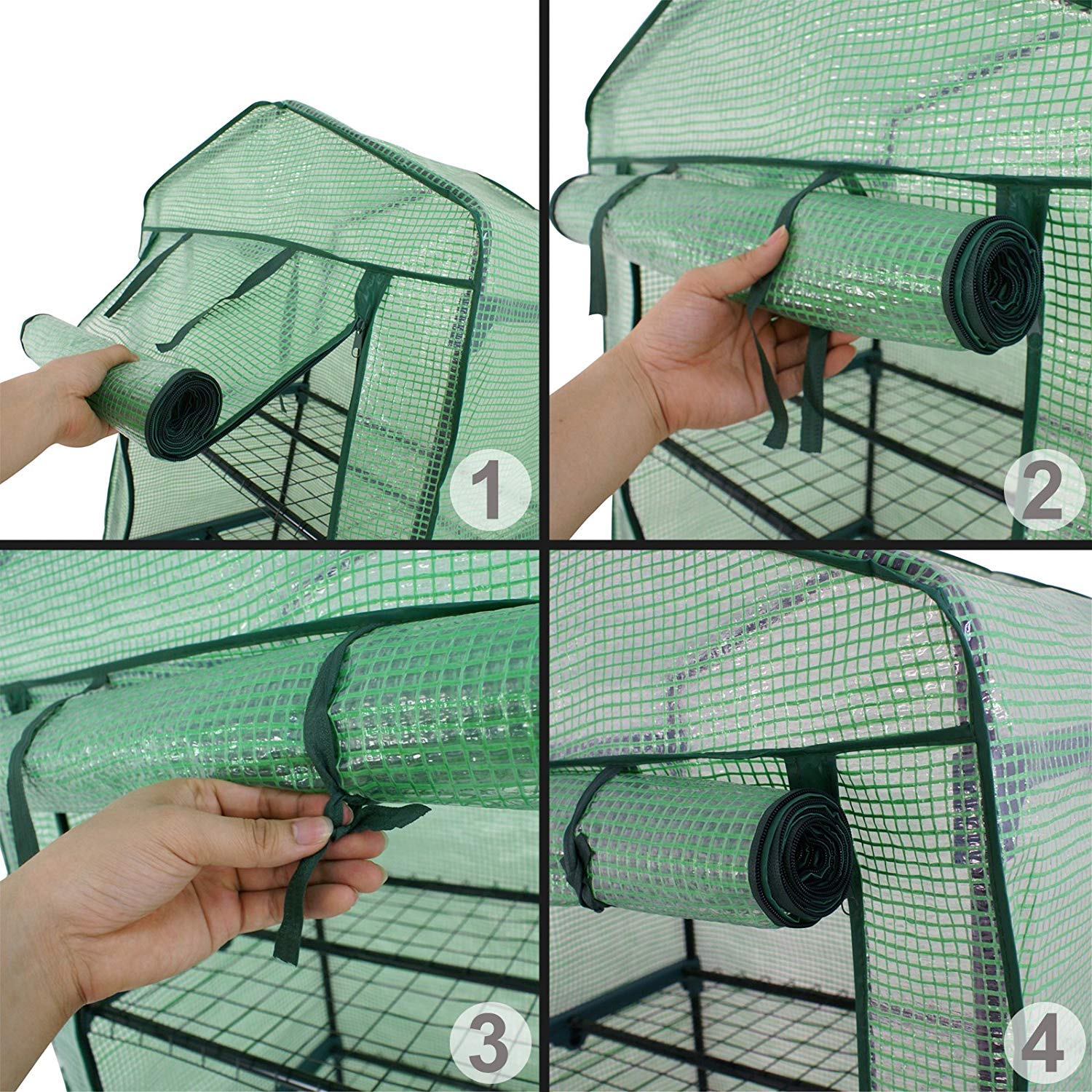 STREND PRO Gewächshaus klein 200 x 69 x 49 cm für optimales Pflanzenwachstum, Mini-Gewächshaus mit 5 Ebenen, inkl. Gewächshausfolie, grünes Gewächshaus, Balkonfolie, Gewächshaus, winterfest