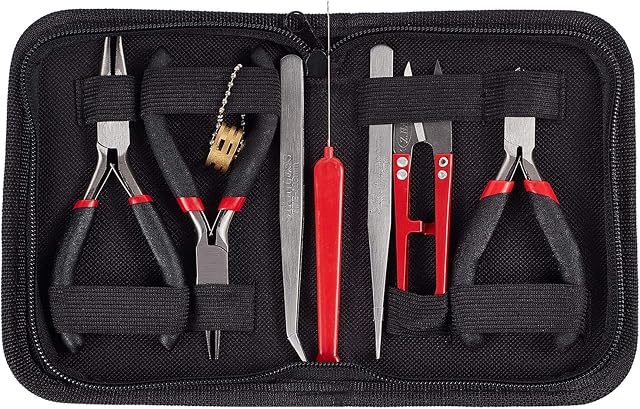 PandaHall 8pcs/Set Beading Tool Kit, Jewellery Making Tool Kit Jewellery Beading Repair and Making Tools Kit with Storage Case for Jewellery Making and Repairing Jewellery