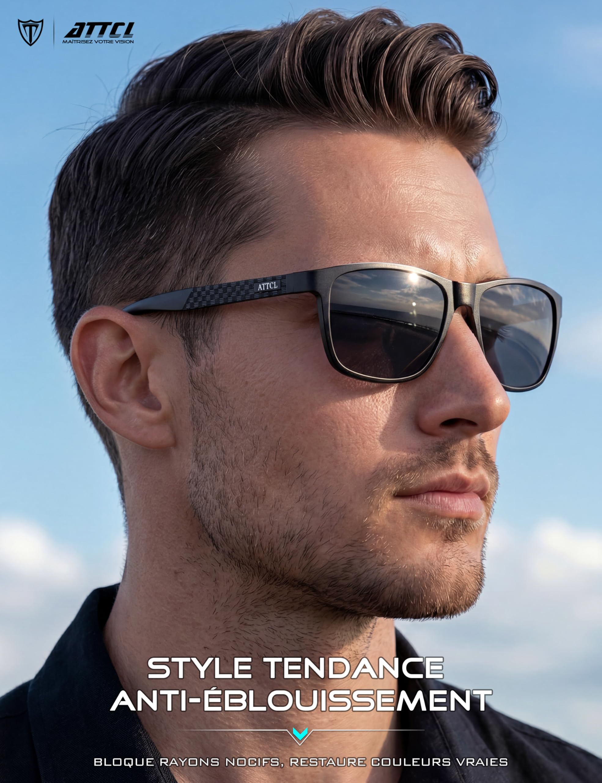 ATTCL Lunettes de soleil polarisées sportives améliorées pour hommes femmes Cyclisme Conduite Pêche Protection UV400 CAT 3 CE