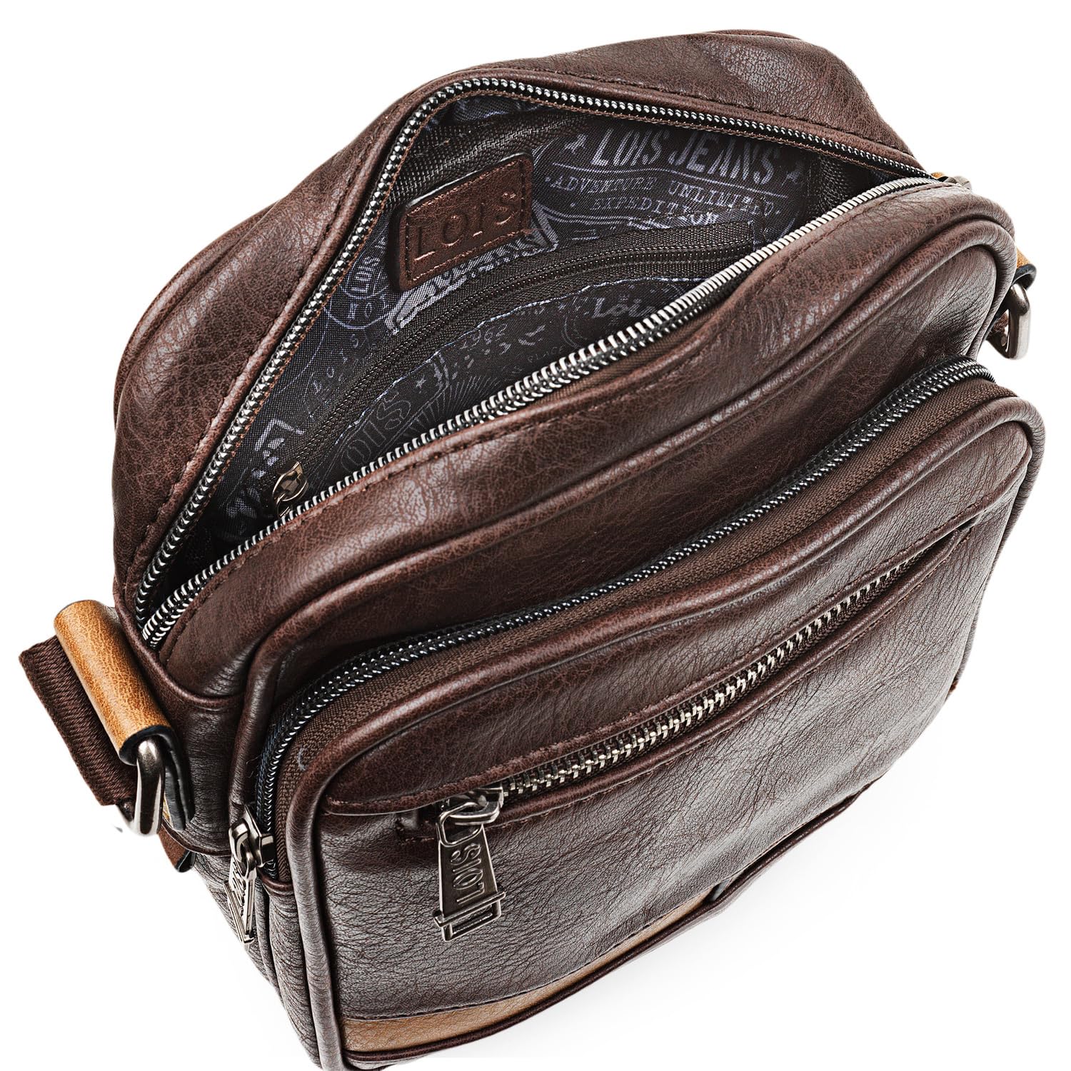 Lois - Bolso Hombre Piel Vegana Estilo Moderno, práctico y elegante Bandoleras Hombre Piel Sintética ideal para viajes y trabajo, urbana y funcional