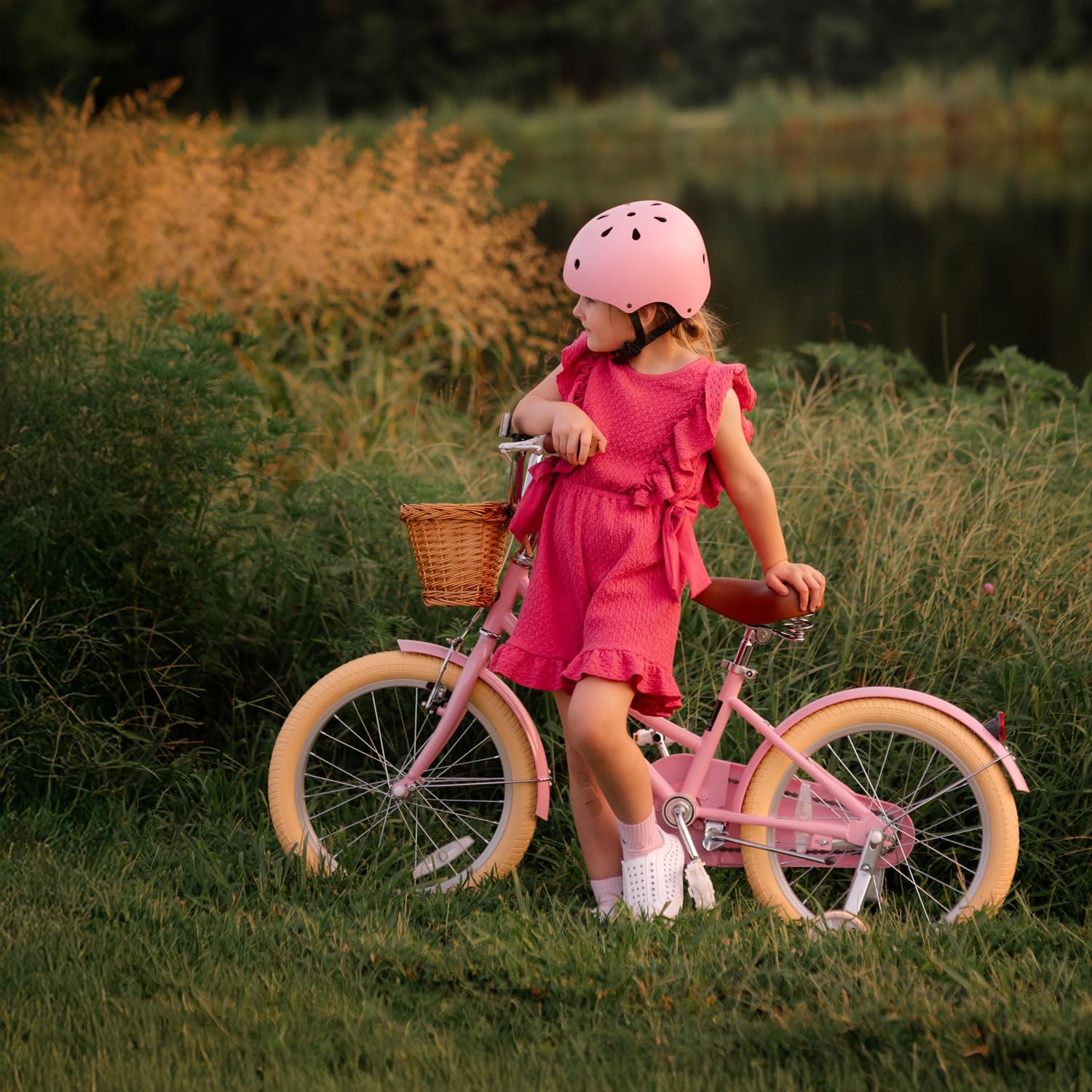 Glerc Bicicleta de niña con Cesta para niños de 3 a 10 años, 12 14 16 20 Pulgadas con Timbre de Cesta y estabilizadores, tamaños — view 6