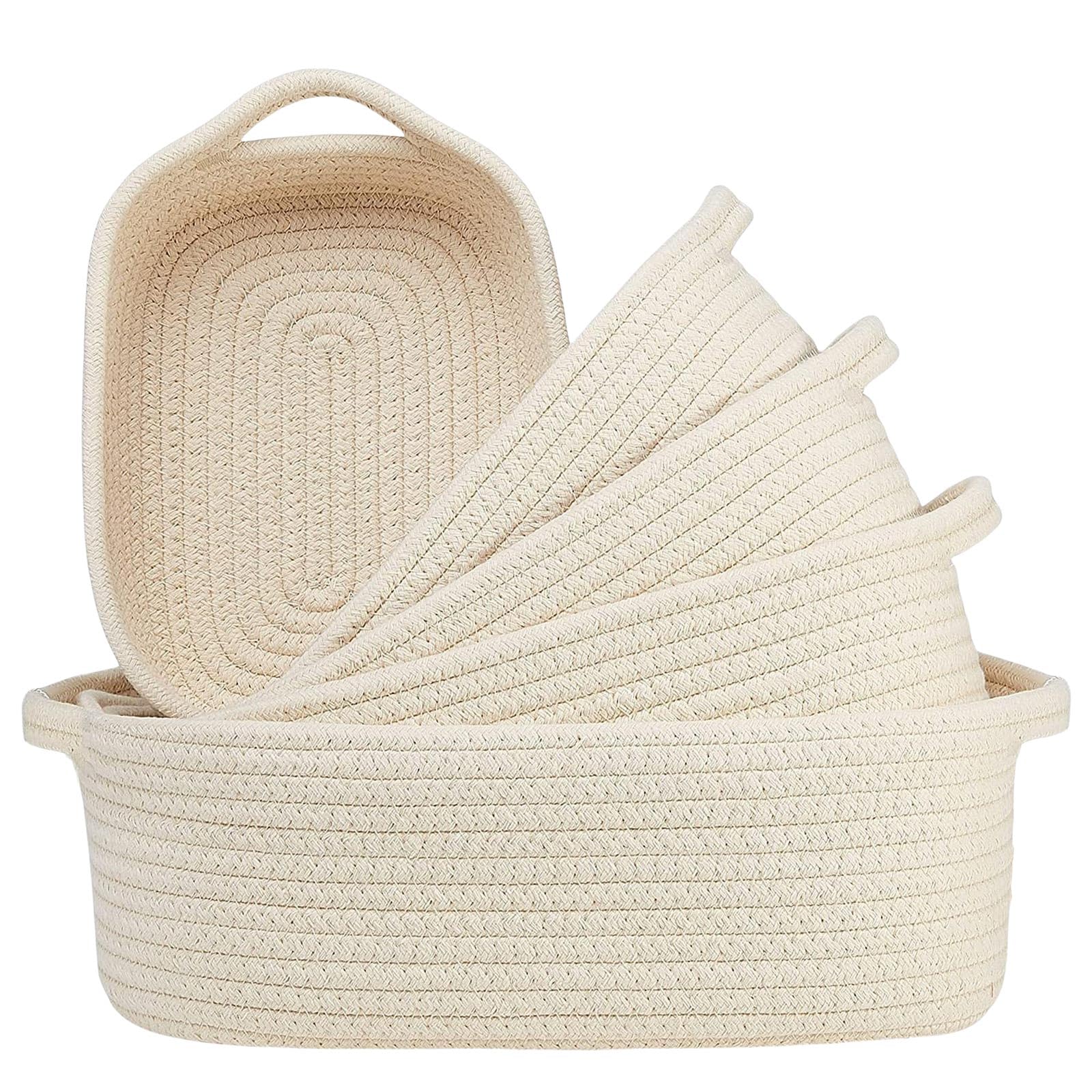 Multiple Size Cotton Rope Storage Baskets Set of 5 Accessory for Organizing Clothes Toy and Household Use Items Bathroom Storage Solution