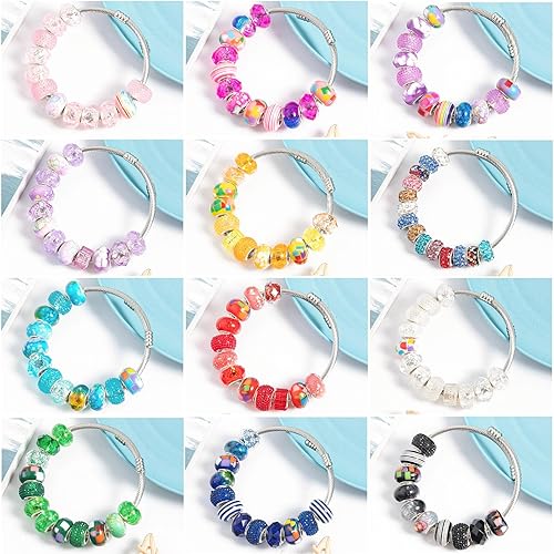 Miniatura 6 de 210 cuentas europeas de agujeros grandes, cuentas de manualidades europeas surtidas, cuentas de diamantes de imitación de colores mixtos, cuentas