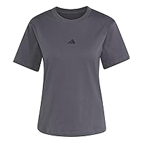 adidas Femme Essentials Small Logo Cotton T-Shirt, Grey Six, Black, L