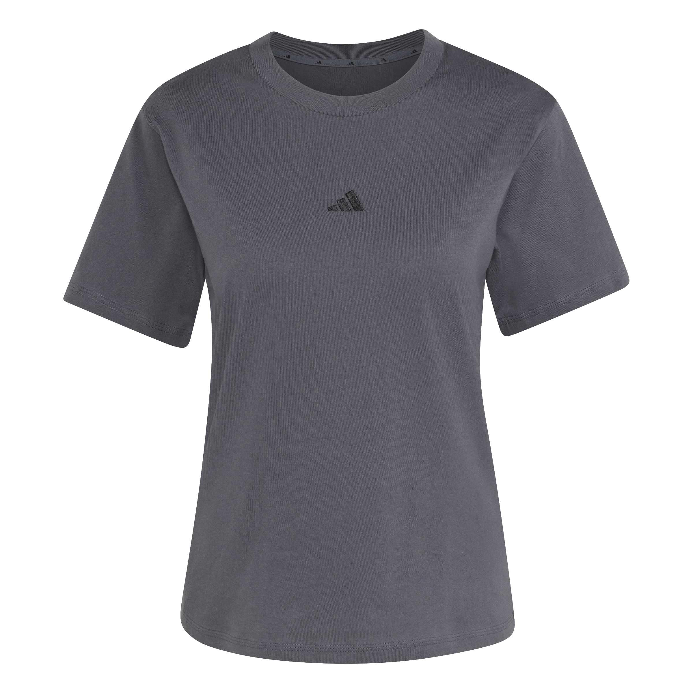 adidas Women's Essentials Small Logo Cotton T-Shirt, Grey six/Black, XS