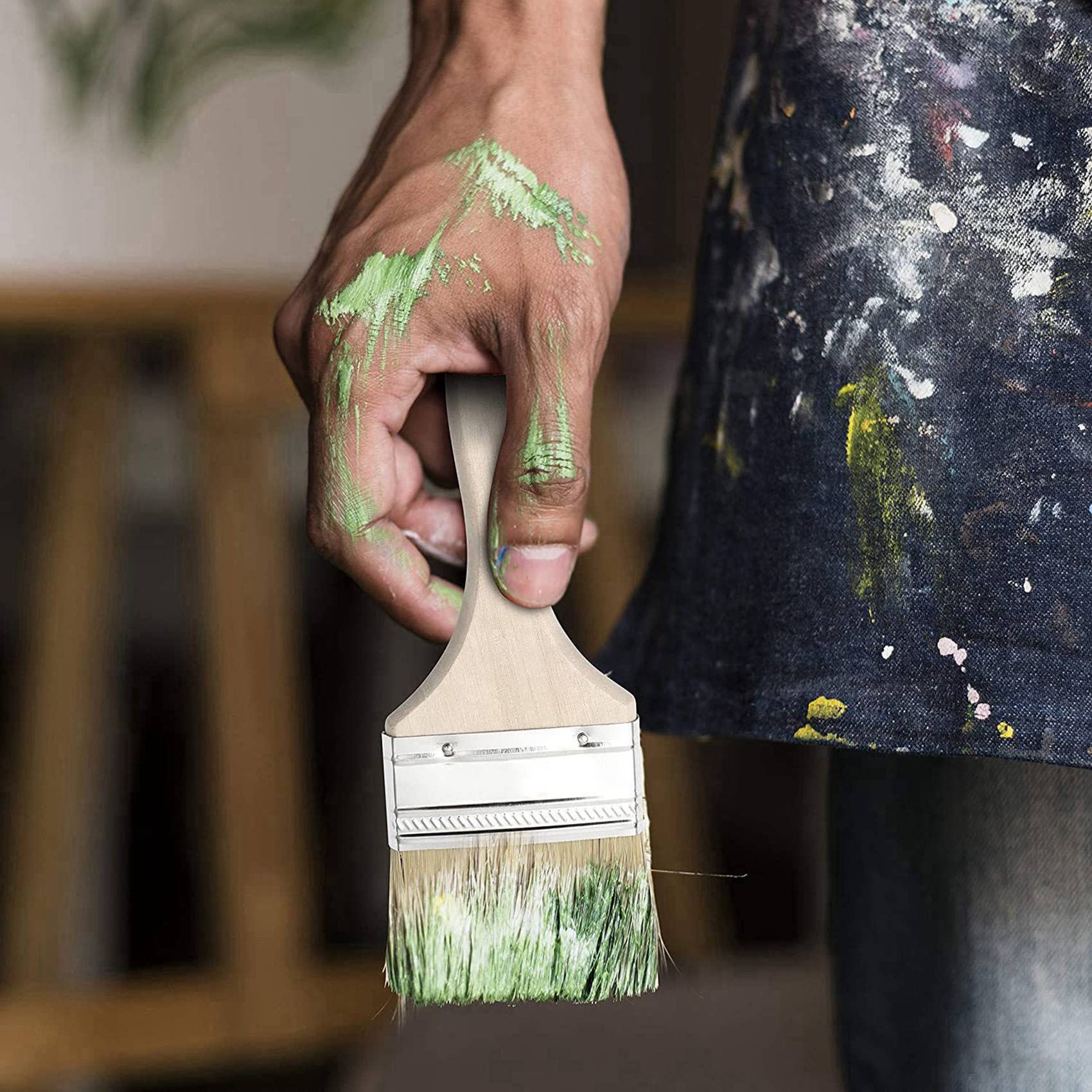 48 Pièces Séries Les Pinceaux 70mm la Puce de Peinture et de Vernis la Brosse Parfaite pour Les Peintures de Mur et de Bois