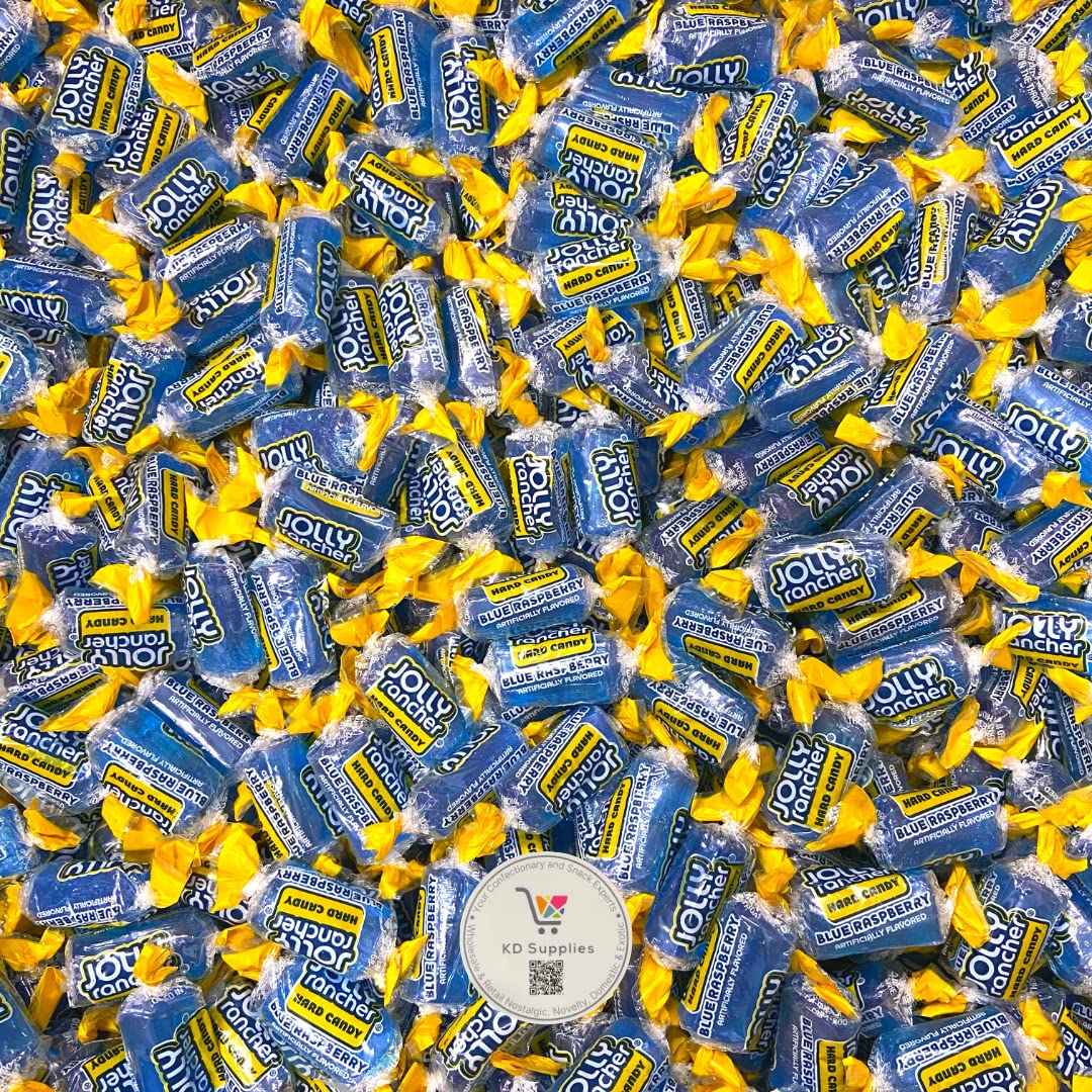 Jolly Rancher Fruit Flavored Hard Candy, Easter, Halloween, Birthday - Delicious Bulk Individually Wrapped, 1.5 lb Bags + Bonus Nostalgic Candy (Blue Raspberry)
