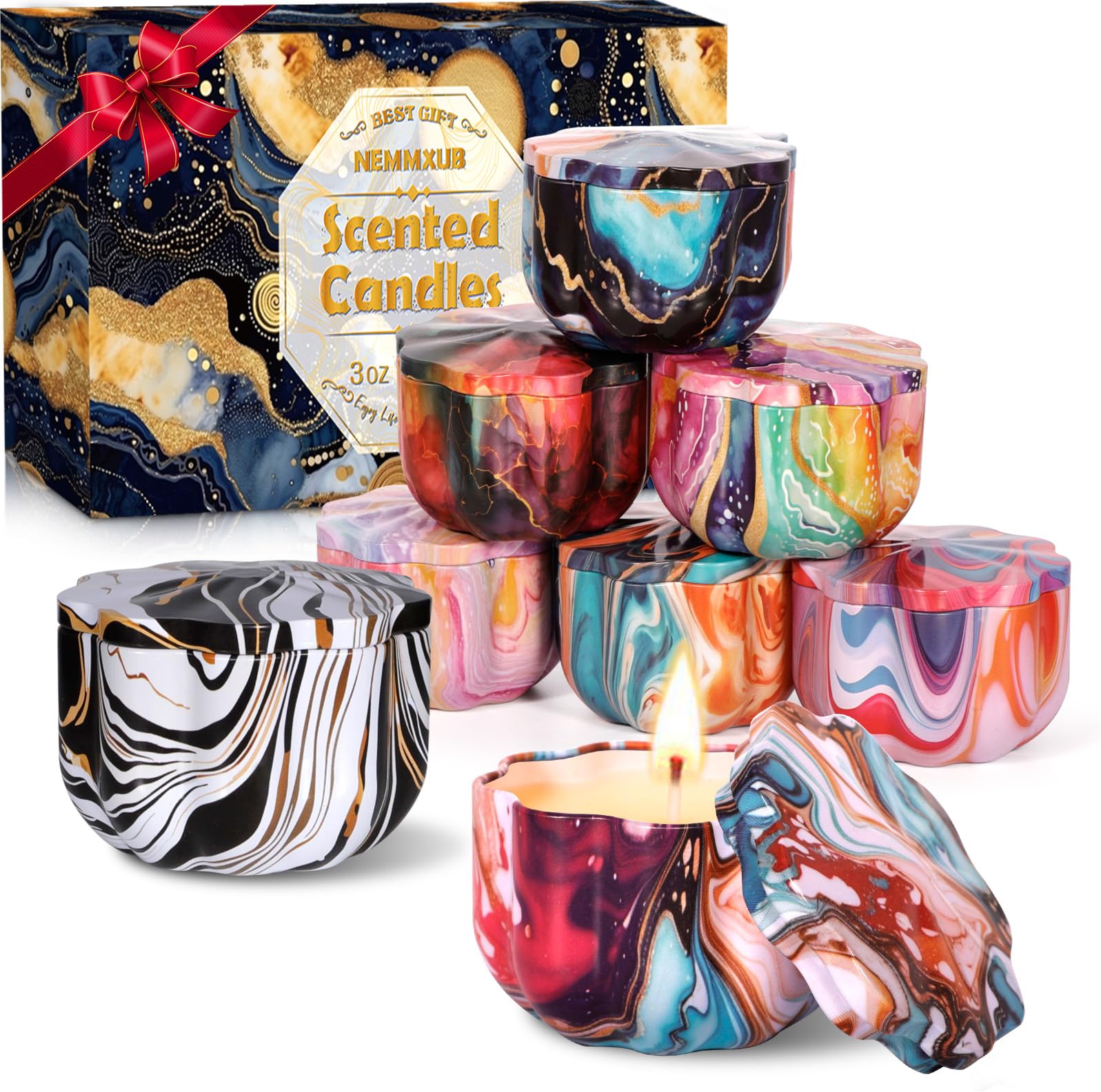 Scented Candles, Gifts for Women, 8 Pieces, Aromatherapy Candle Set for Women, Natural Soy Wax, Candle Set, Small Gift Set for Mother's Day, Christmas, Birthday, Valentine's Day