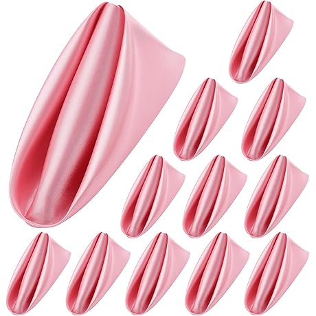 ANECO 12 Pack Premium Quality Pink Satin Napkins