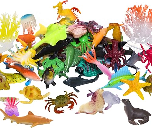 Miniatura 7 de Juguetes de figuras de animales 52 piezas pequeñas mini realistas de safari zoológico figuras de animales de plástico juego de juguetes educativos