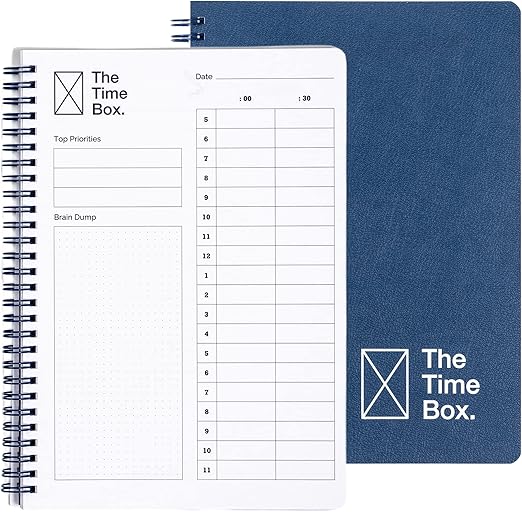 The Time Box Daily Management Notebook - Time Blocking To Do List Planner, Brain Dump Agenda, Blank Hourly Personal Organizer Notepad for Work 140 Undated Pages 7" x 10"