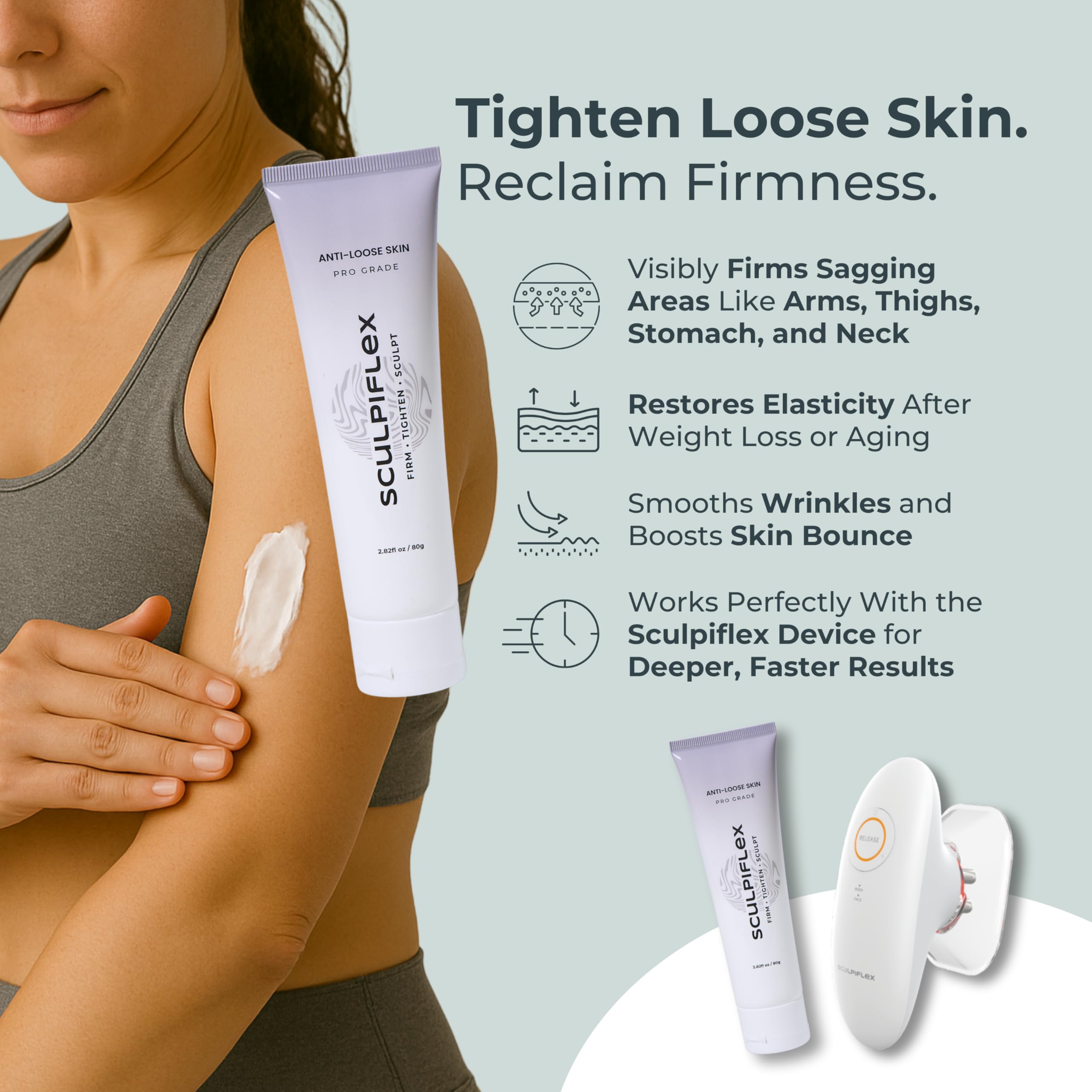SCULPIFLEX Firming Cream for Loose Skin, Body Tightening & Hydration, 2.82 oz