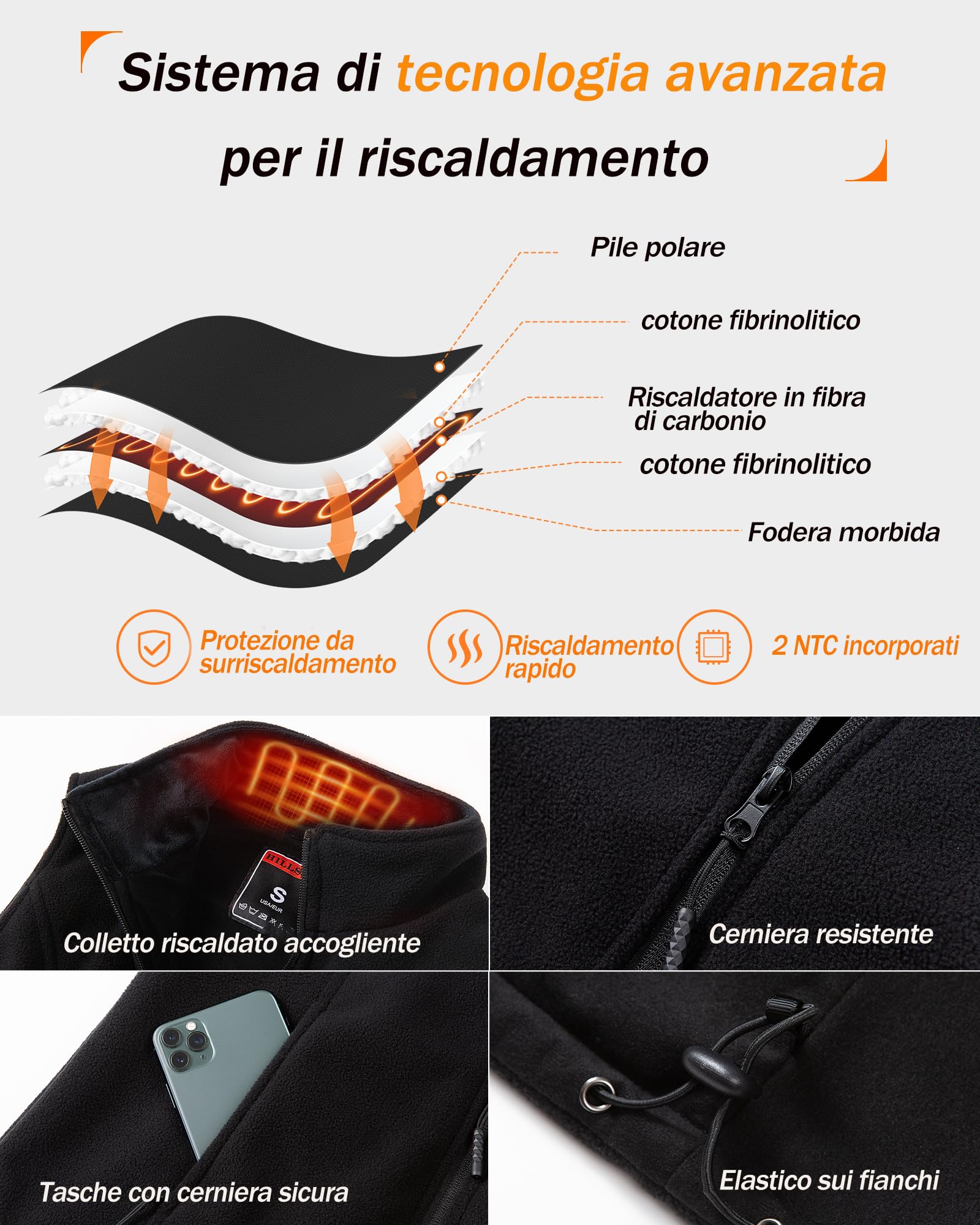 Gilet Riscaldato in Pile per Donna con Batteria 7.4V 12000mAh, Gilet Riscaldato con 8 Zone di Riscaldamento, Gilet Riscaldato con 3 Livelli di Temperatura, Gilet Riscaldato per Sci/Ciclismo