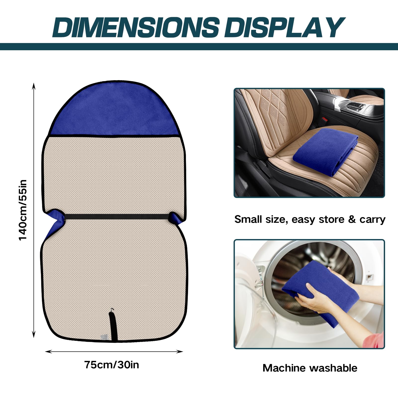 Funda Protectora Impermeable para Asiento de Coche,Cubre Asientos Antisudor, Ajustable para Coche, Camión y SUV, Ideal para Gimnasio, Playa y Viajes (Azul)