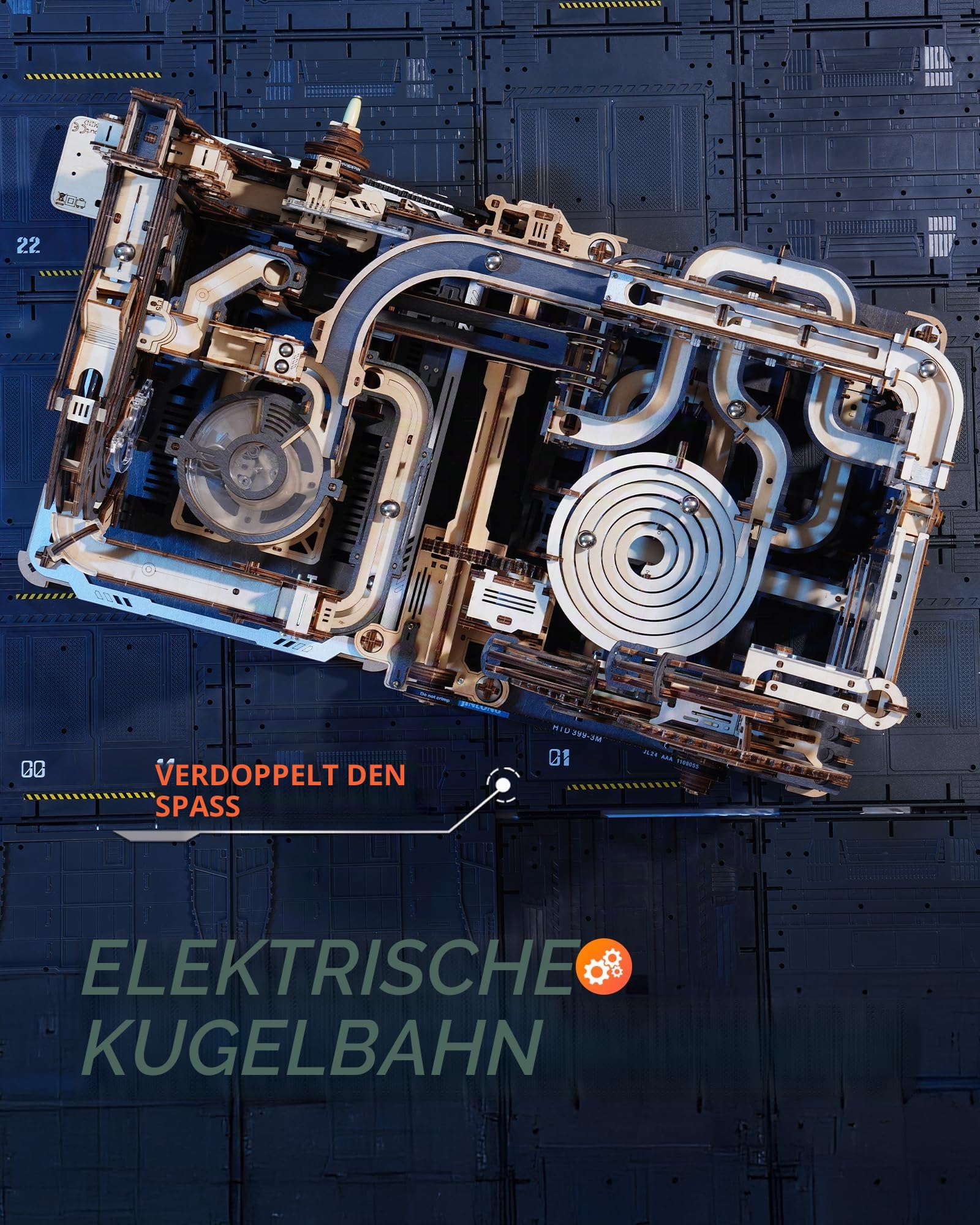 ROWOOD Murmelbahn Elektrische Modelle 3D Puzzle Erwachsene Puzzle Zwillingsstädte Holzbastel Bausätze
