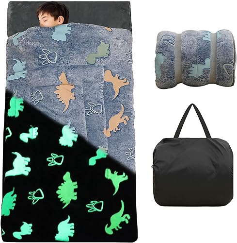 Saco de dormir para niños y niñas que brilla en la oscuridad, saco de dormir luminoso y suave, tapete para siesta preescolar, guardería, jardín de