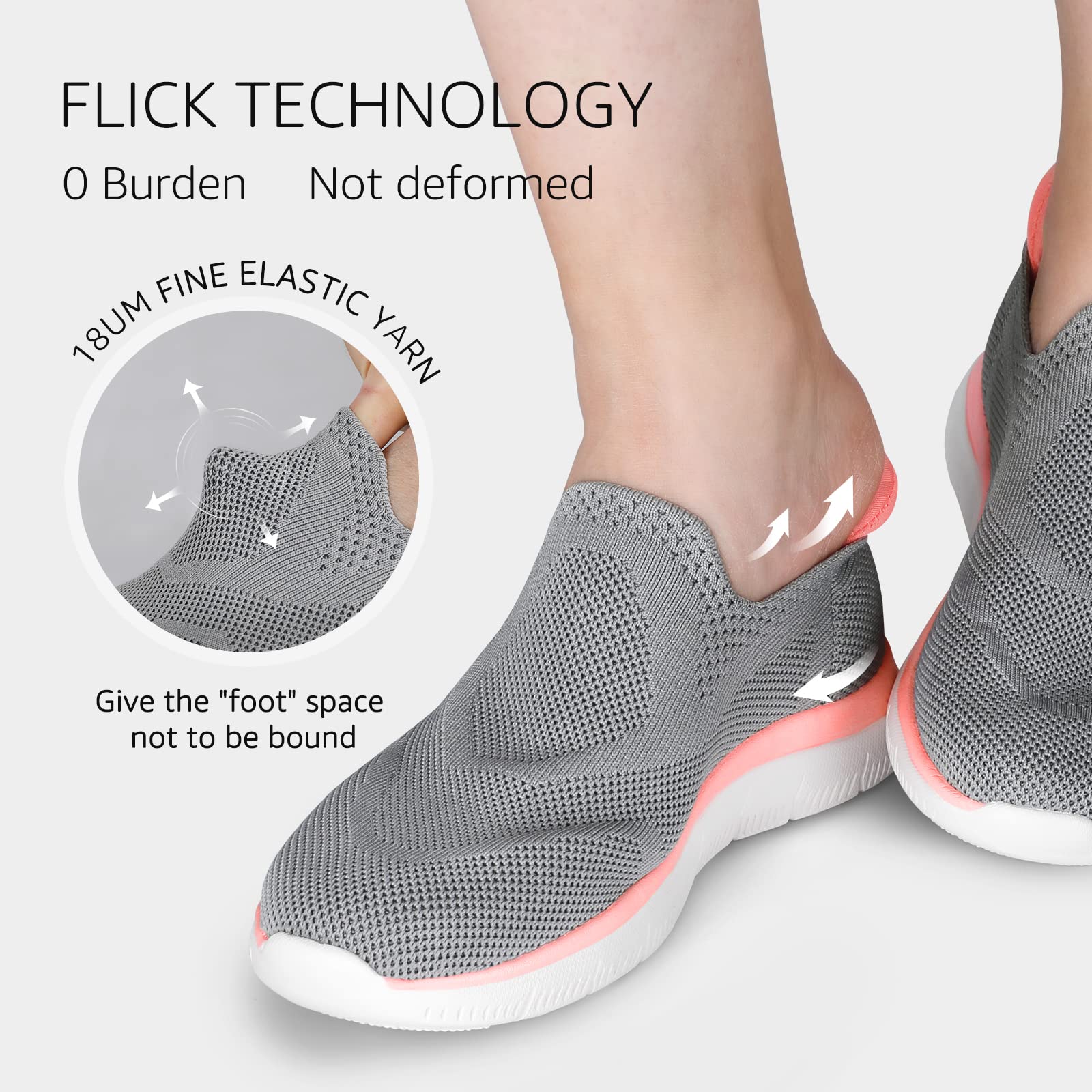HKR Basket San Lacet Femme Chaussures de Respirantes Marche Mode et Sport Travail Tennis Confortable Chic Femme Ultra LéGèRe Fitness Campus Slip on Enfiler Sneakers