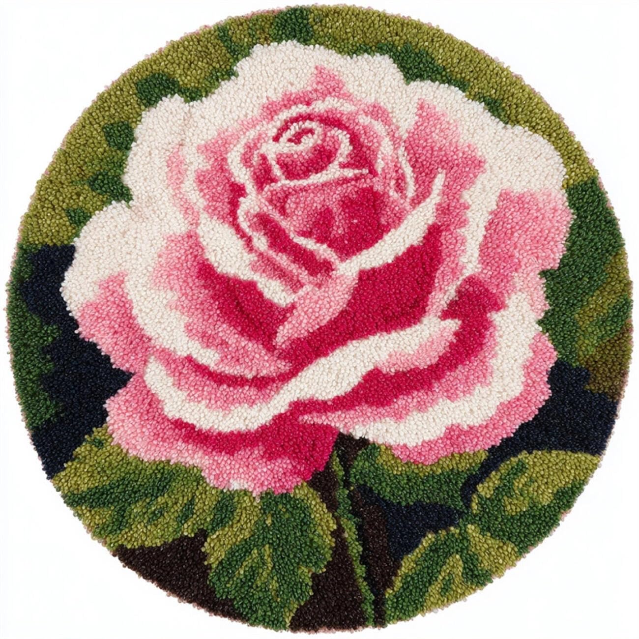 Kitquiver Latch Hook Kit Rug Pink Roses 60x60cm