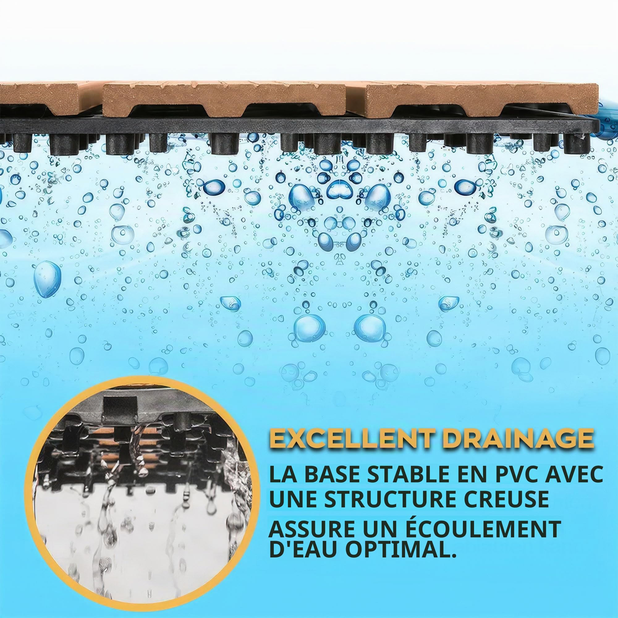 Frankystar Noka - Plancher d'extérieur avec clip 90 x 30 cm 6 dalles pour jardin Patio Terrasse Revêtement de sol 1,62 m2 en WPC OAK