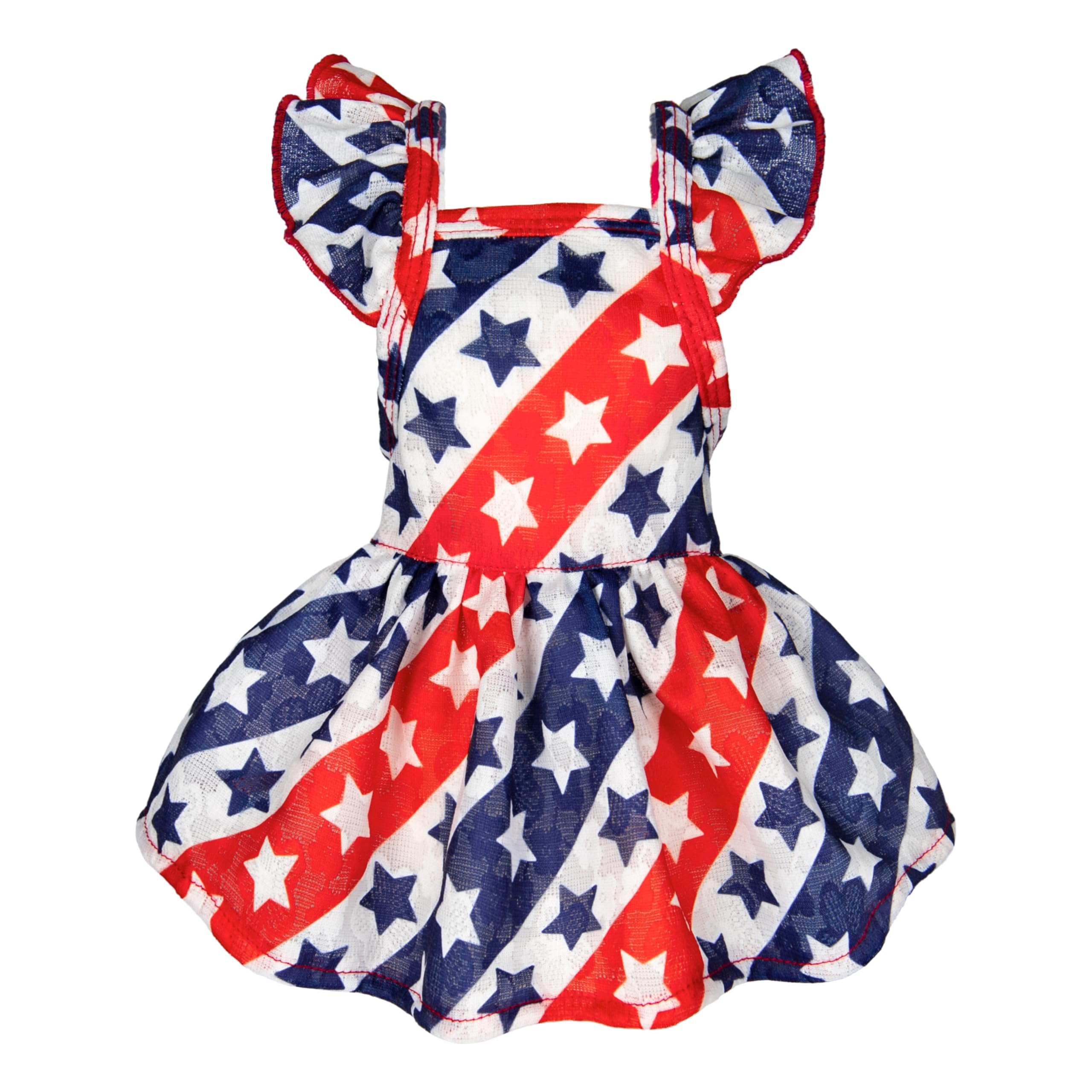 Fitwarm 4th of July Dog Dress, Patriotic Stars Dog Clothes for Small Dogs  Girl, Ruffled Dog Princess Dress, Pet Outfit, Red, Blue, White, XS
