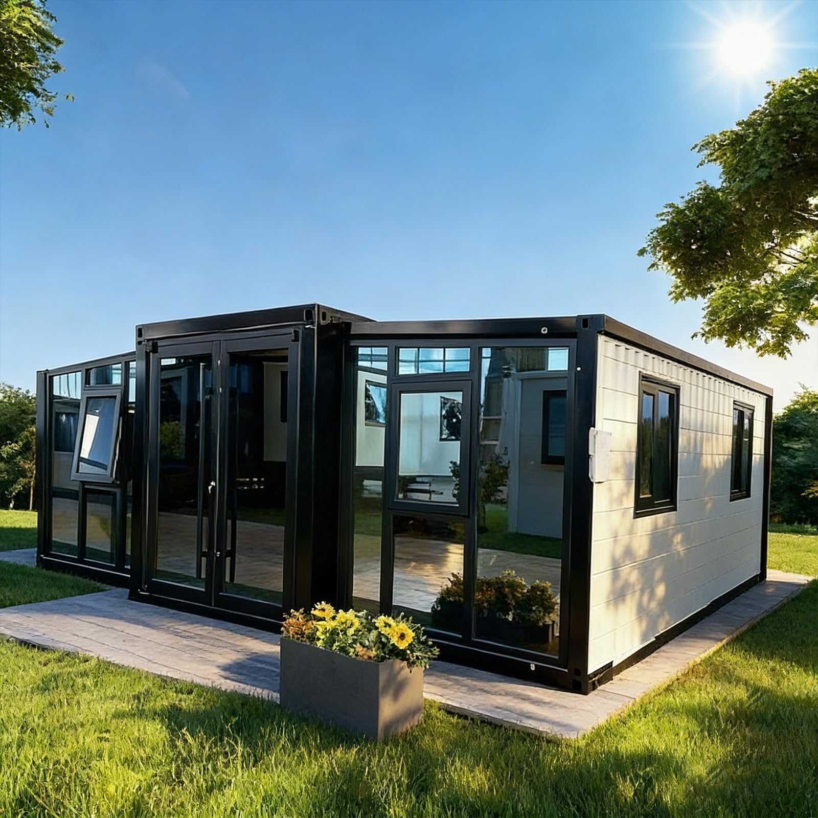 Modern Expandable Tiny Home Cabin | Prefab Foldable Container House with Bedrooms, Bathroom, and Kitchen | Portable Modular Prefabricated Tiny House for Sale