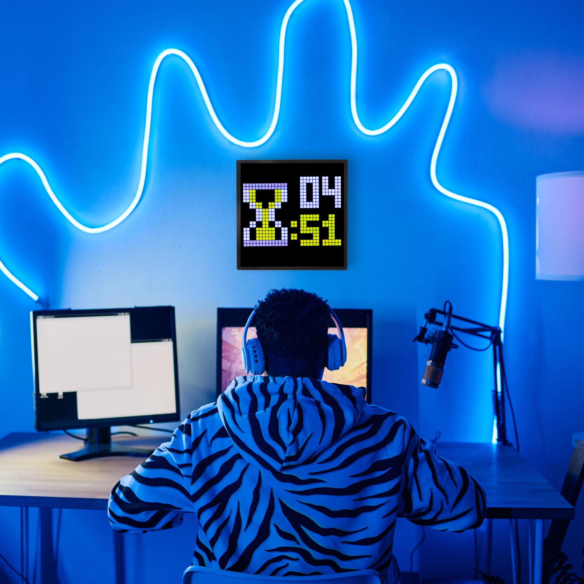 Tech Solutions Smart Bluetooth Pixel Frame - 32x32 programmierbares RGB-LED-Display für Kunst, Animationen, Digitaluhr, DIY-Dekor und Gaming-Zubehör