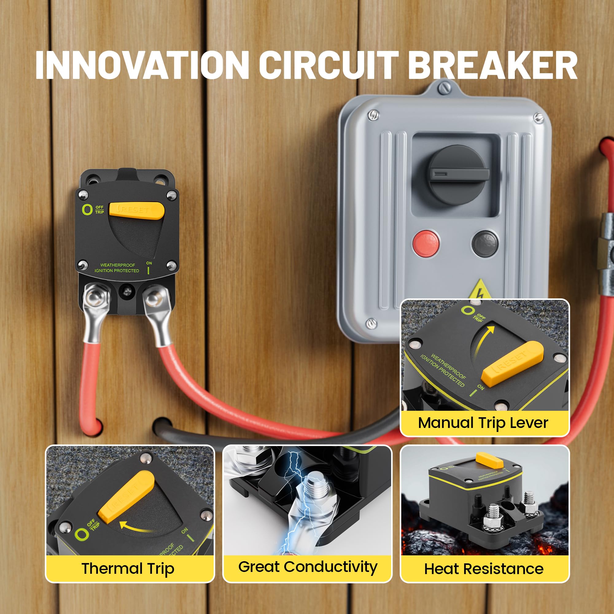 Amazon.com: RED WOLF 150A Circuit Breaker Switch Manual Reset DC