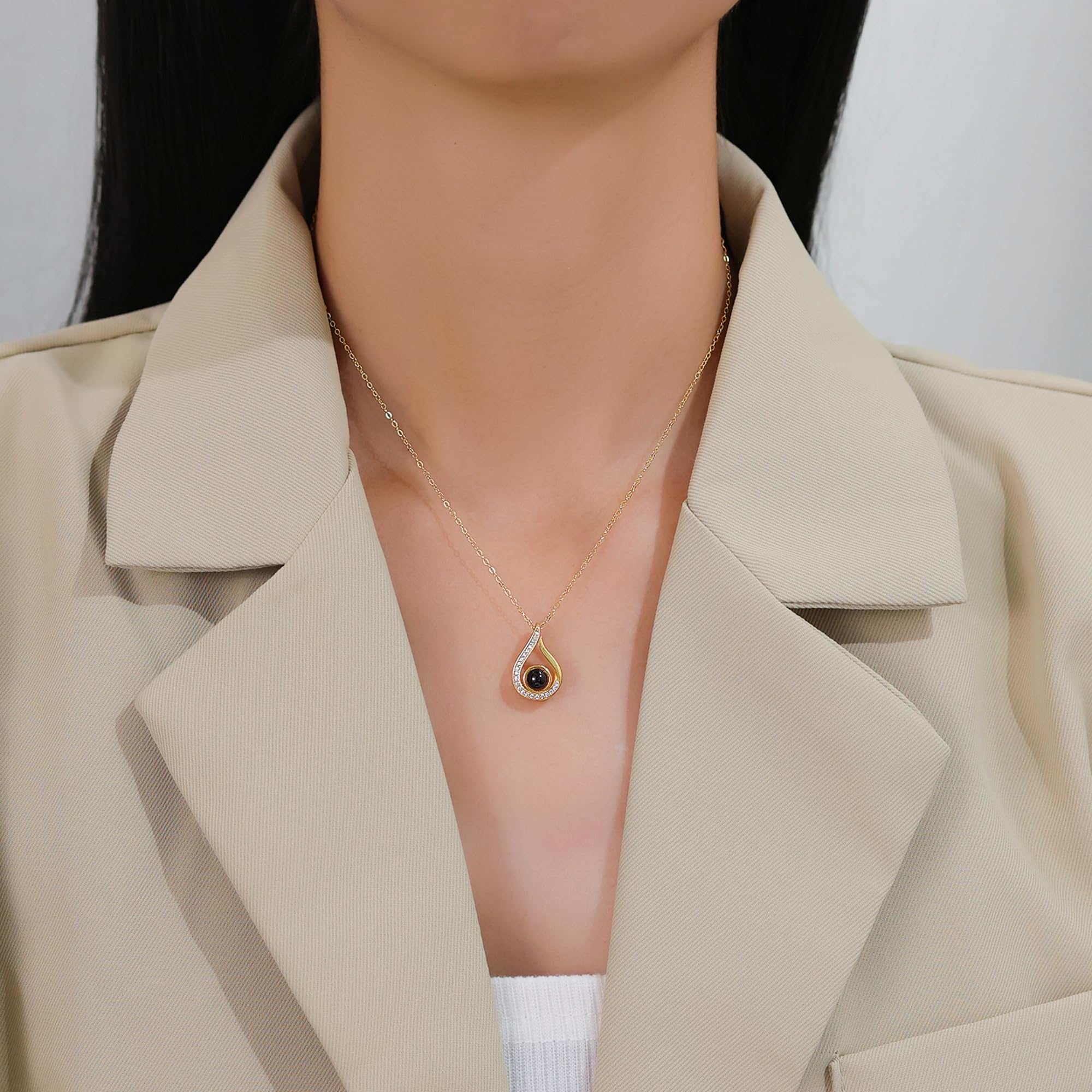 Collar con foto de plata esterlina – Collar de proyección de imagen personalizado – Regalo de collar personalizar con foto oculta para novia esposa madre