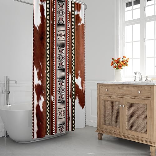 Miniatura 9 de Juego de 4 cortinas de ducha, diseño de vaca de las tierras altas, diseño de girasol, impermeable, con alfombras antideslizantes, cubierta para tapa