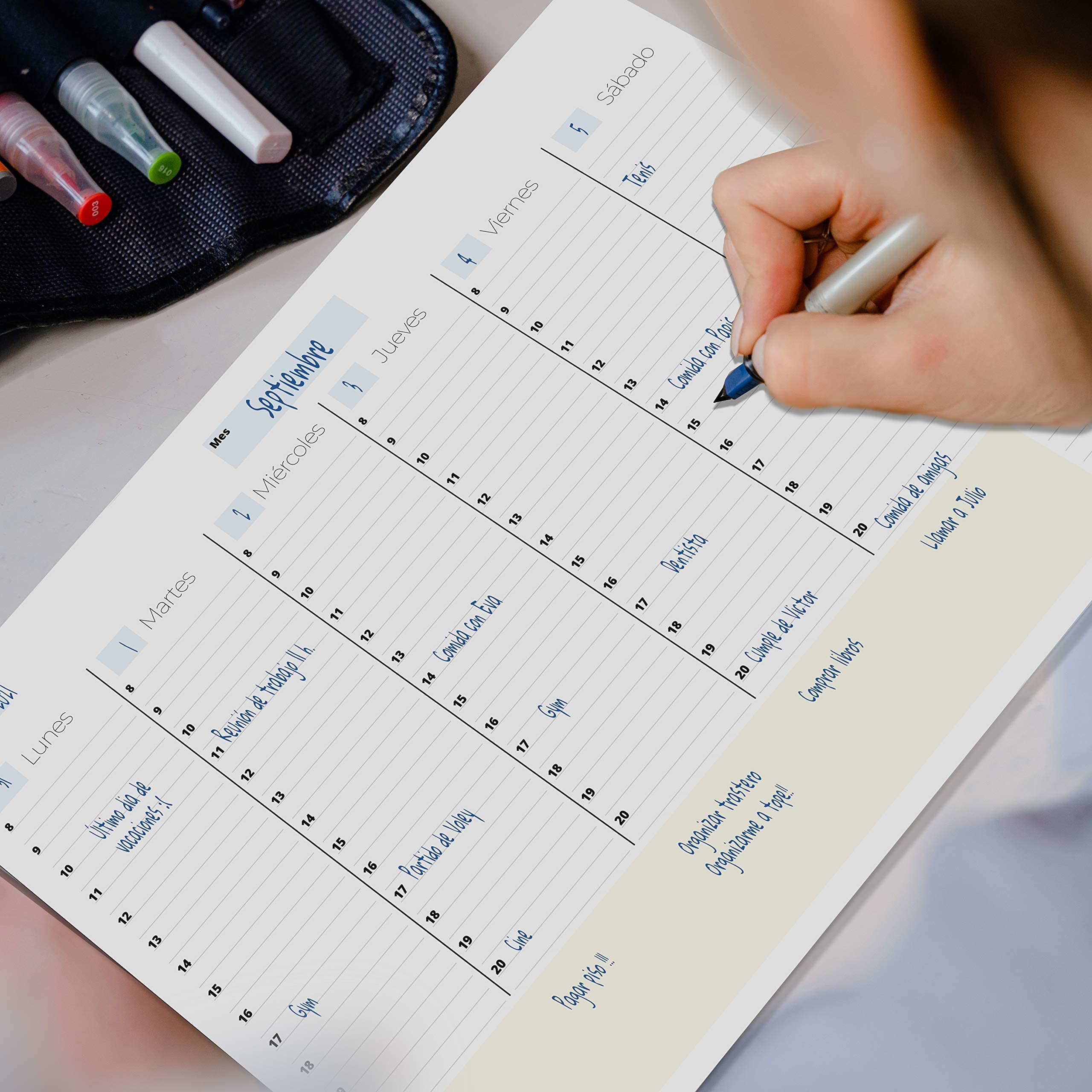 Planificador Semanal sin Fecha. Organizador A4, Planning Escritorio - Regalo Original - Agendas y Calendarios de Diseño Exclusivo