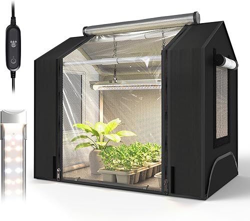 Vista 12 de Bstrip Invernadero interior con luz de crecimiento, mini casa verde de 4 niveles, 4 luces de cultivo para plantas de interior con temporizador