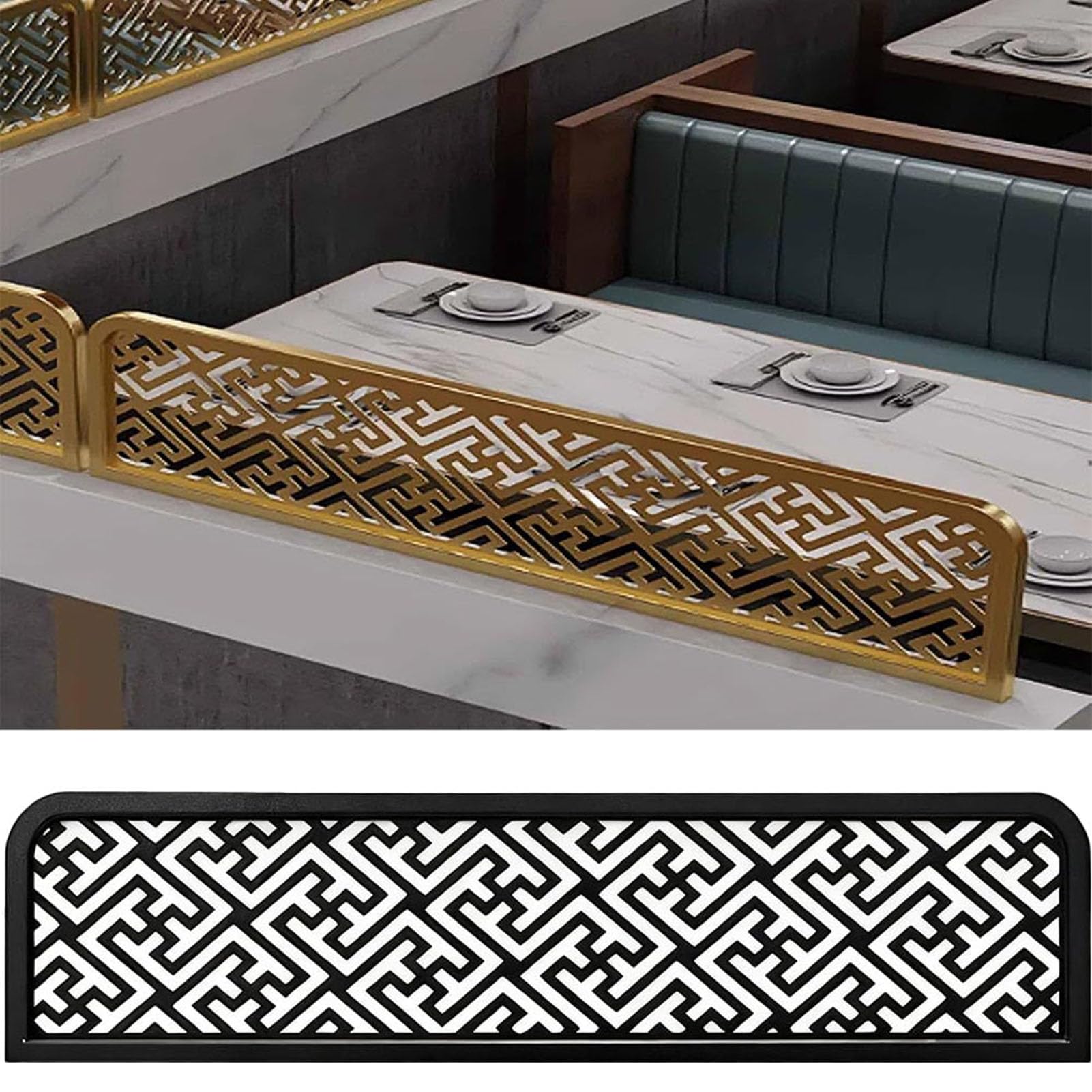 KLGFBDC Black 50CM Freestanding Countertop Privacy Partition for Kitchen & Dining Sturdy Iron Hollow Carved Desk Divider for Office Cubicles & Table Top Privacy Solutions