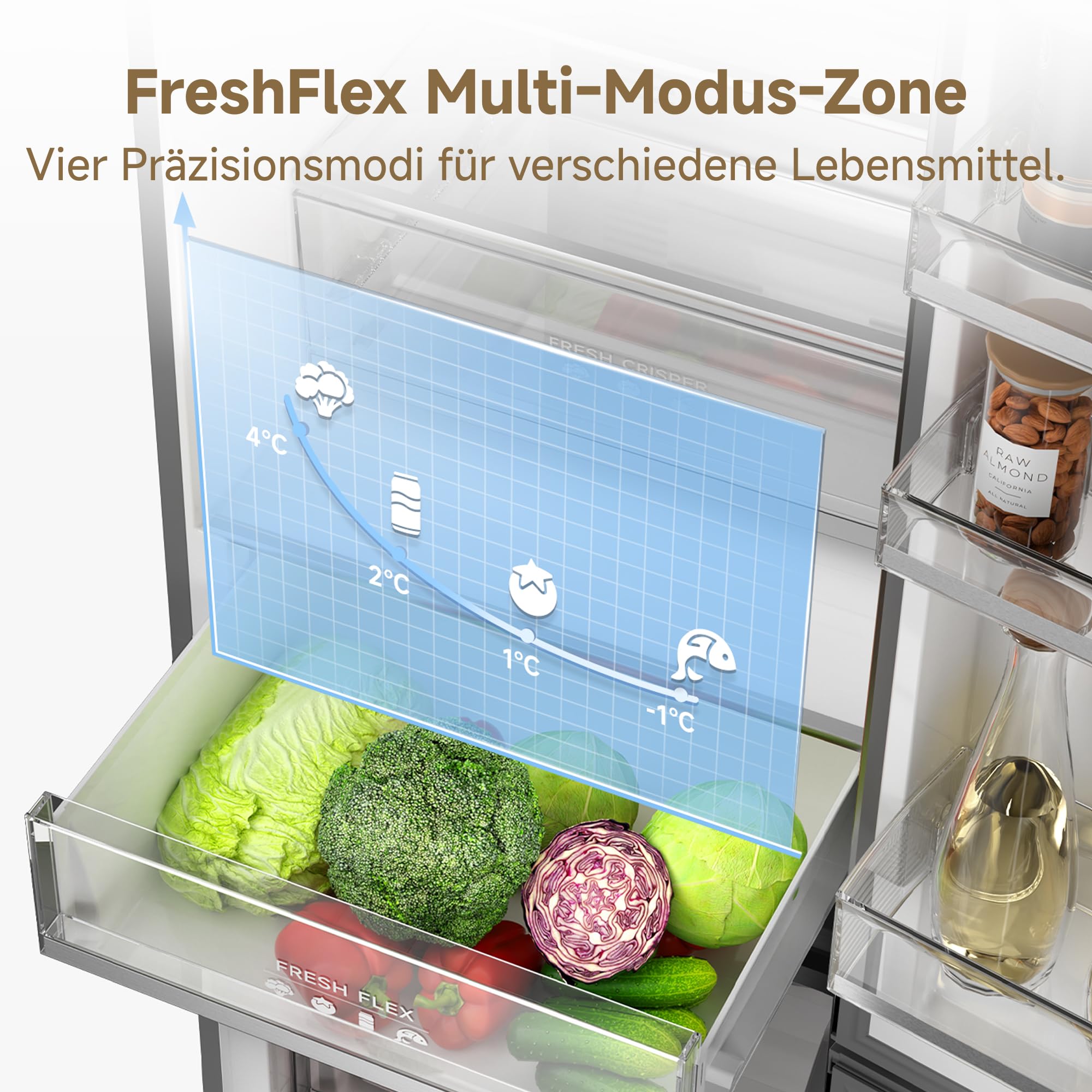 dreame Mega Pro 409 L Kühlschrank mit SpaceBoost Mega-Kapazität, schlankem Design, schneller und gleichmäßiger Kühlung, FreshFlex Multi-Modus-Zone, AeroFresh Reinhaltung und vereisungsfreier Funktion