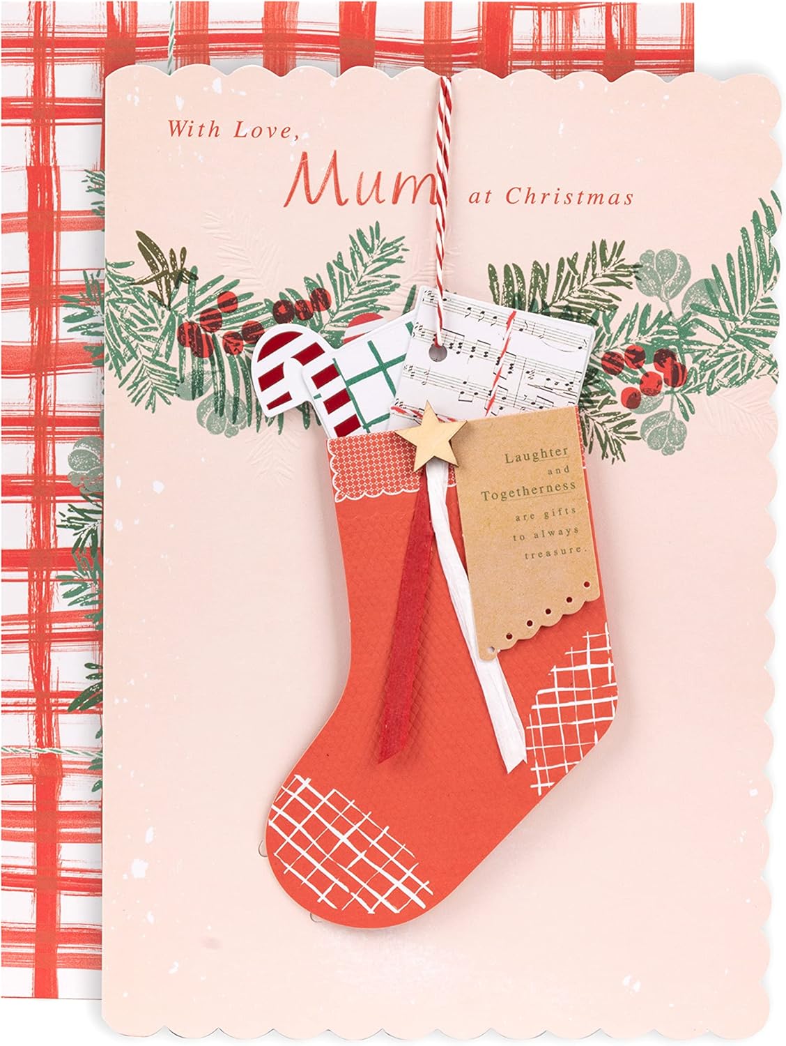Hallmark Christmas Card for Mum - Traditional Design with Stocking Keepsake, Multicoloured, 26 cm by 18 cm