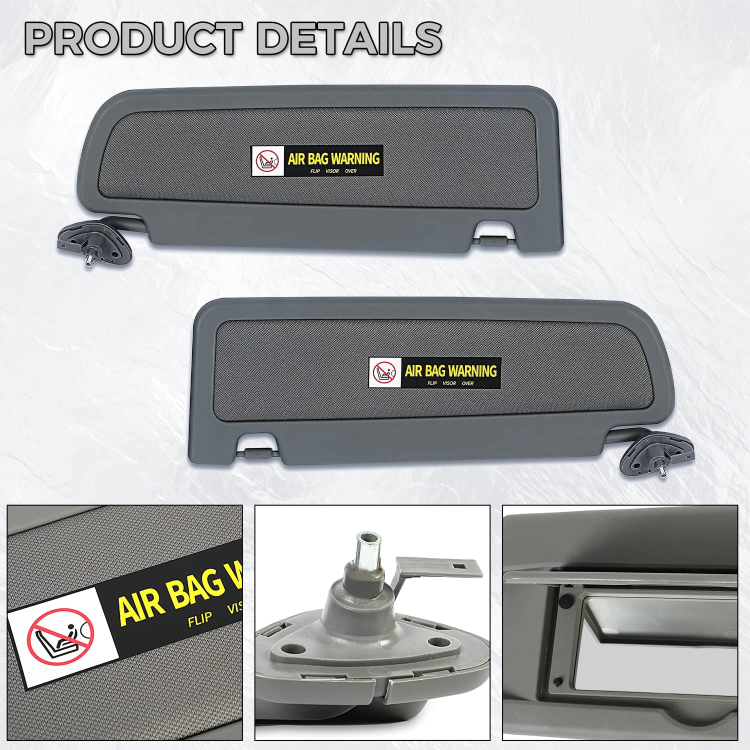 KUAFU Driver Side and Passenger Side Sun Visor Compatible with 2006-2011 Honda Civic Dark Gray (Left & Right) Replace for 83230-SNA-A01ZA, 83280-SNA-A01ZA