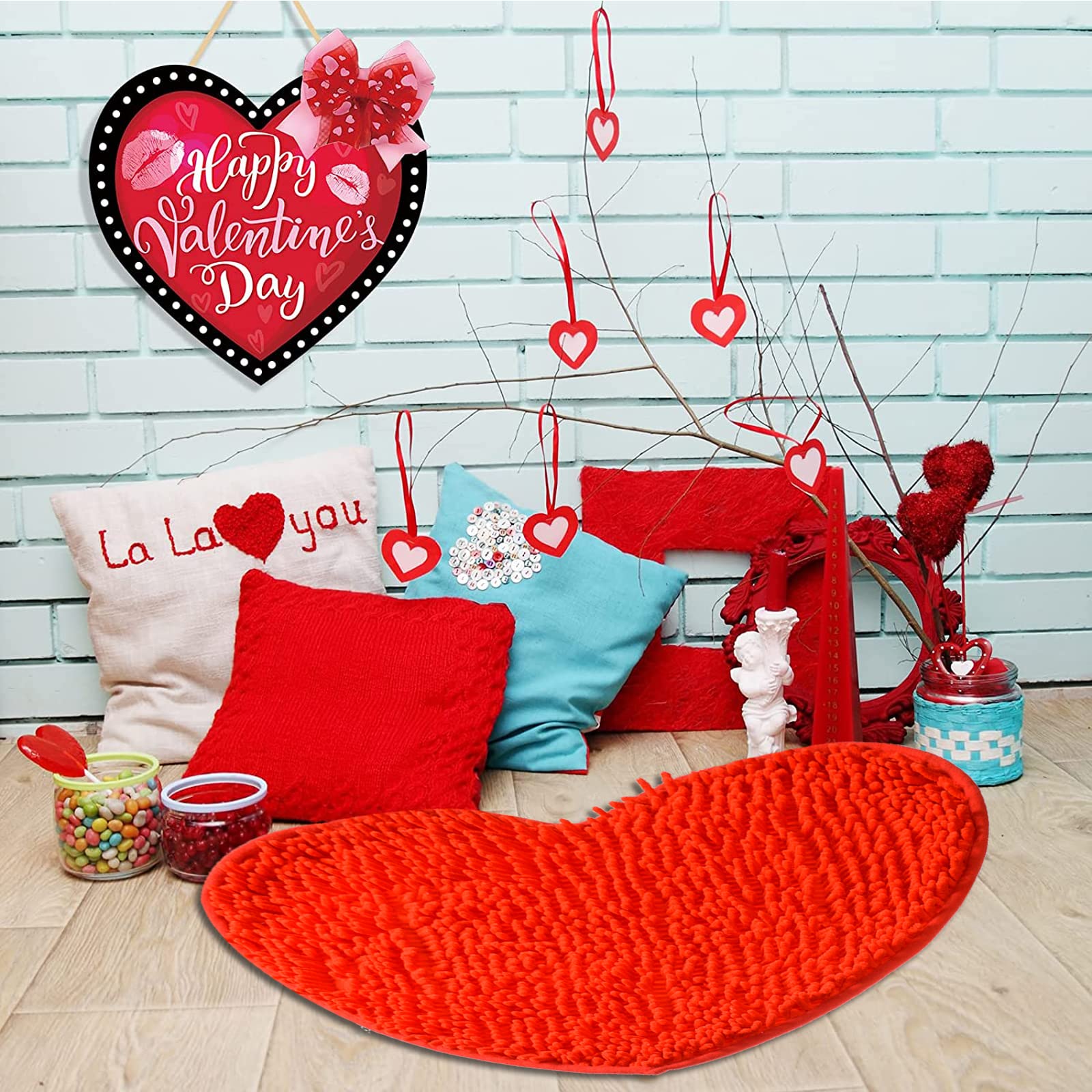 Amazon.com: AWIZOM 2 Pack Valentine Heart Rug Valentine Heart