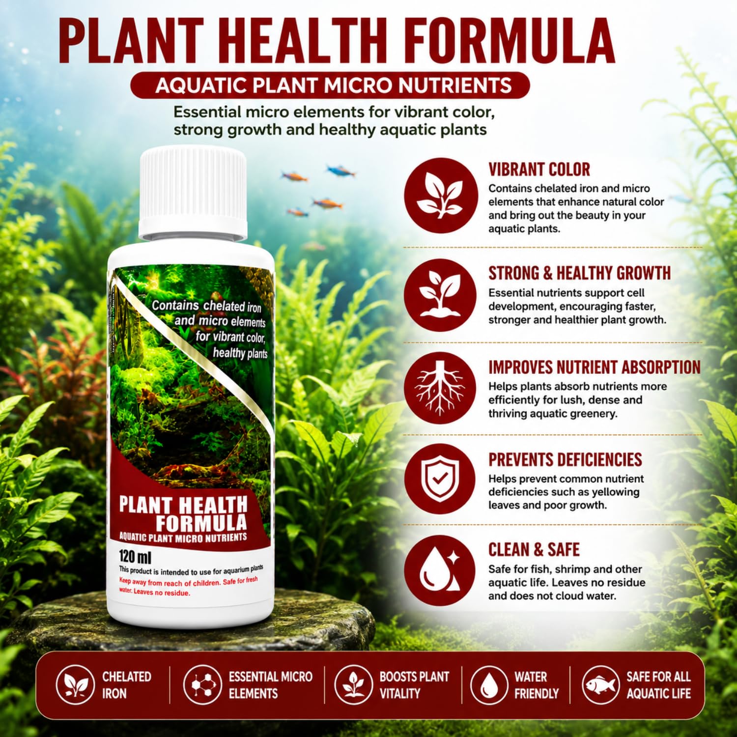 Vayinato Aquatic Remedies (Pack of 3) Aquarium Plant Health Formula 120Ml & Plant Food 120Ml & K-Plus Plus 100Ml - Liquid 2