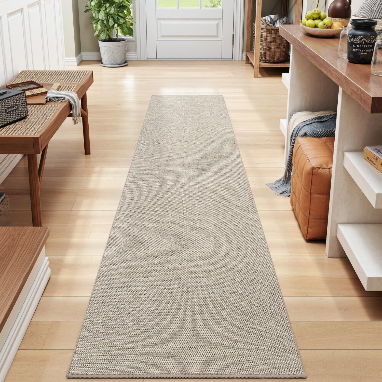 DEXI Alfombra Cocina 43.5 x 200 cm, Antideslizante y Absorbente, Fácil de Limpiar, Resistente a Las Manchas y a la Decoloración, Alfombras Pasillo para Puerta, Lavadero, Comedor, Beige OEKO-TEX STANDARD 100