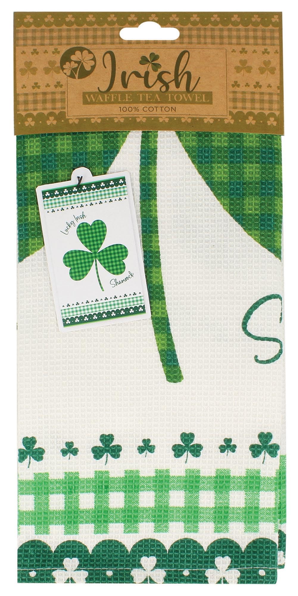 Guinness Multicoloured Shamrock Gift Company - Waffle Tea Towel 'Lucky Irish Shamrock' - 100% Cotton