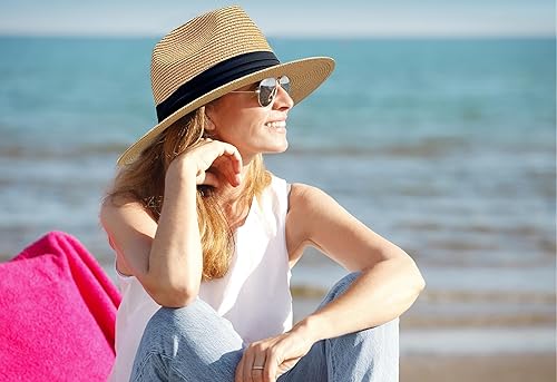 Miniatura 5 de JOYEBUY - Sombrero de paja plegable para mujer UPF50, Fedora, sombrero de playa