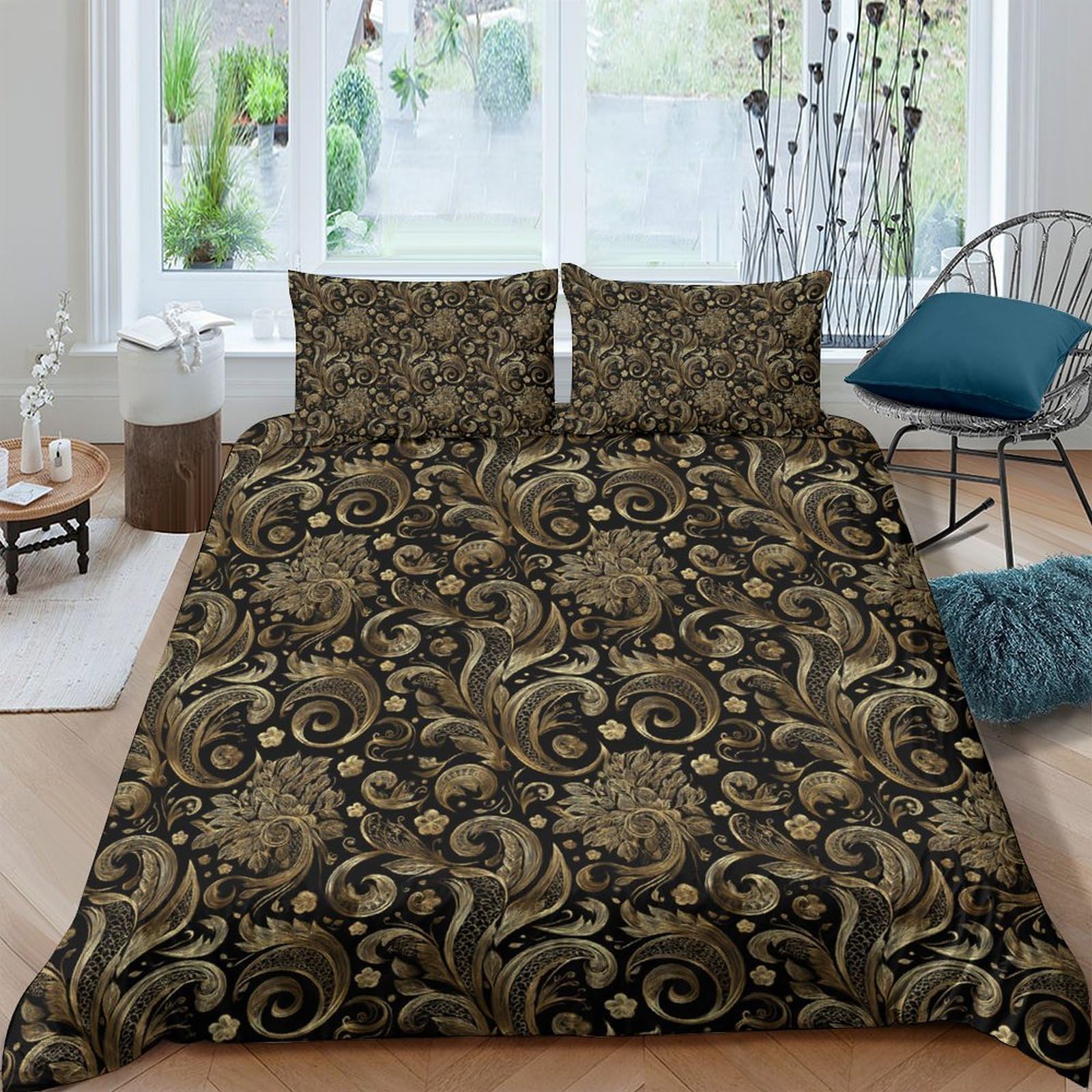 Ctjqhvkz Style-10 3D Printed Baroque Floral Fitted Sheet Microfiber Soft Anti-Slip Mattress Cover For Bedroom Guest Room Decor Single（135X200cm）