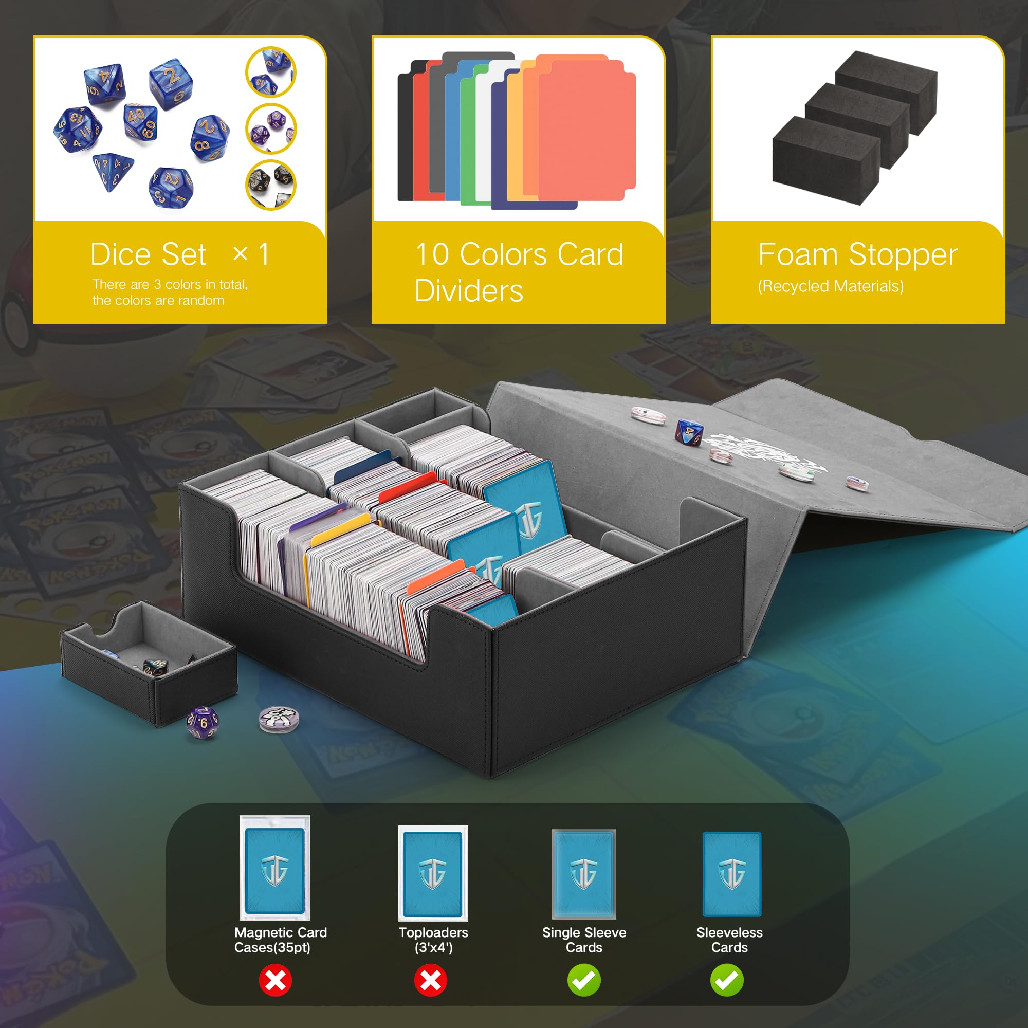TCGUARD Scatola per carte da collezione per 1800+ carte, magnetica, con accessori per il trasporto, per MTG, YuGiOh, TCG, ecc. rosso/nero