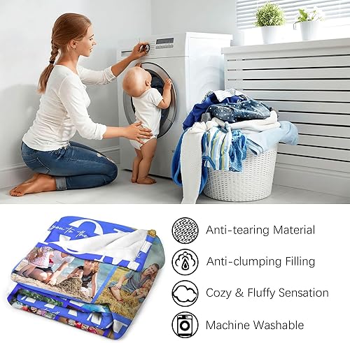 Miniatura 6 de Manta personalizada con collage de fotos hecha en Estados Unidos, mantas personalizadas con imagen personalizada para papá, mamá, esposa, marido,