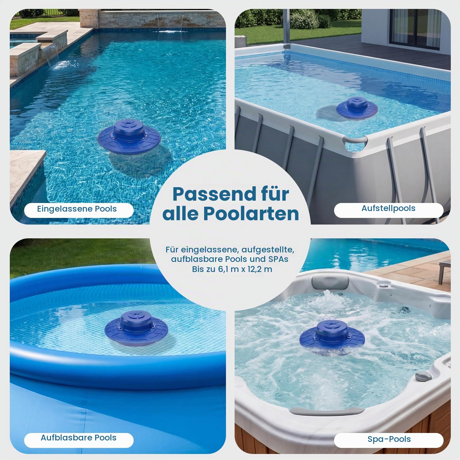 Pool-Alarm, schwimmender Sicherheitsalarm für Innen- und oberirdische Pools, 110 dB Sirene, IP68 wasserdicht, intelligente Wellenerkennung verhindert falsche Warnungen, 79,9 m kabellose Reichweite