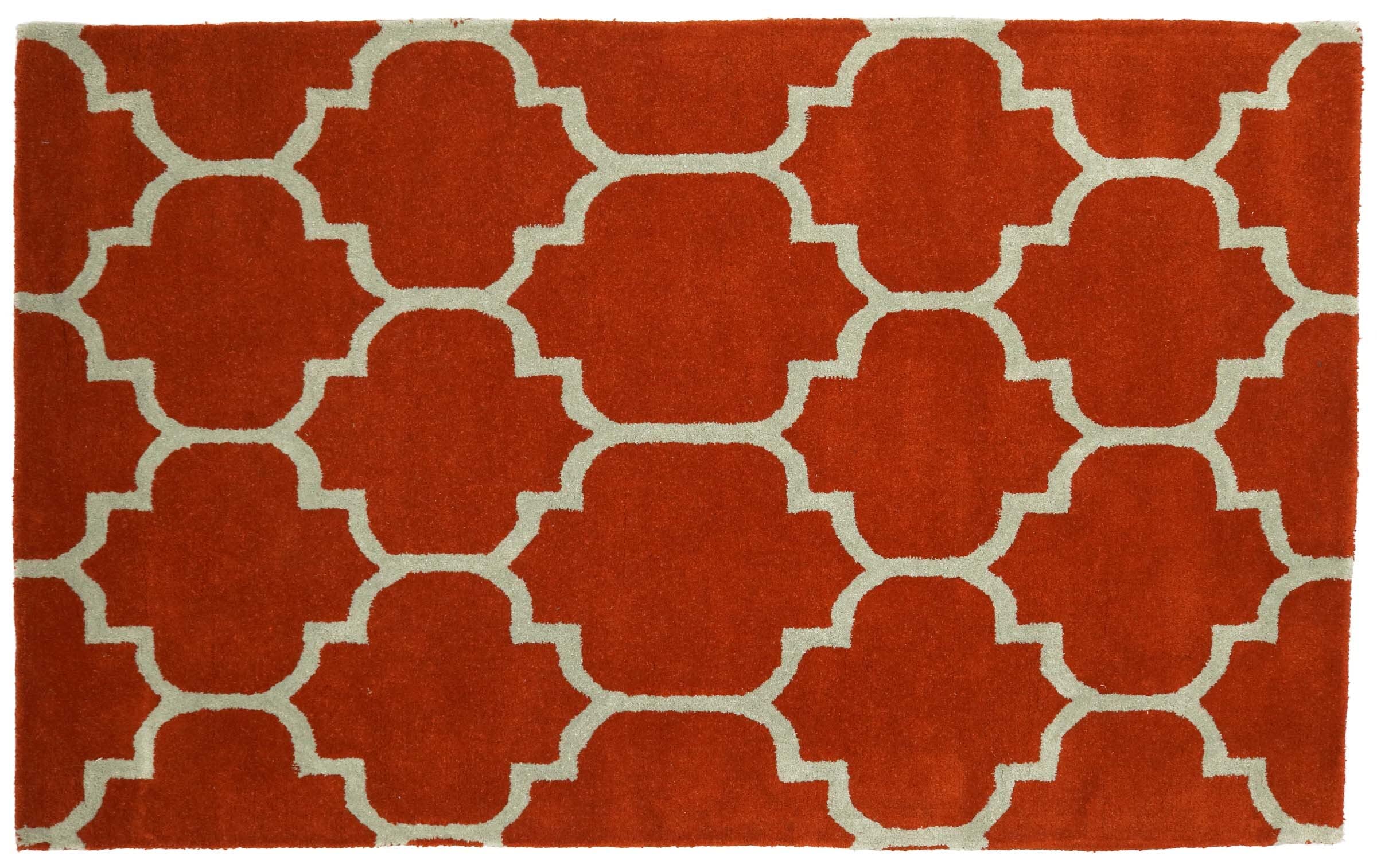 Tapis en laine 100 x 150 cm ornements fait main moderne Orange 100 x 150 b