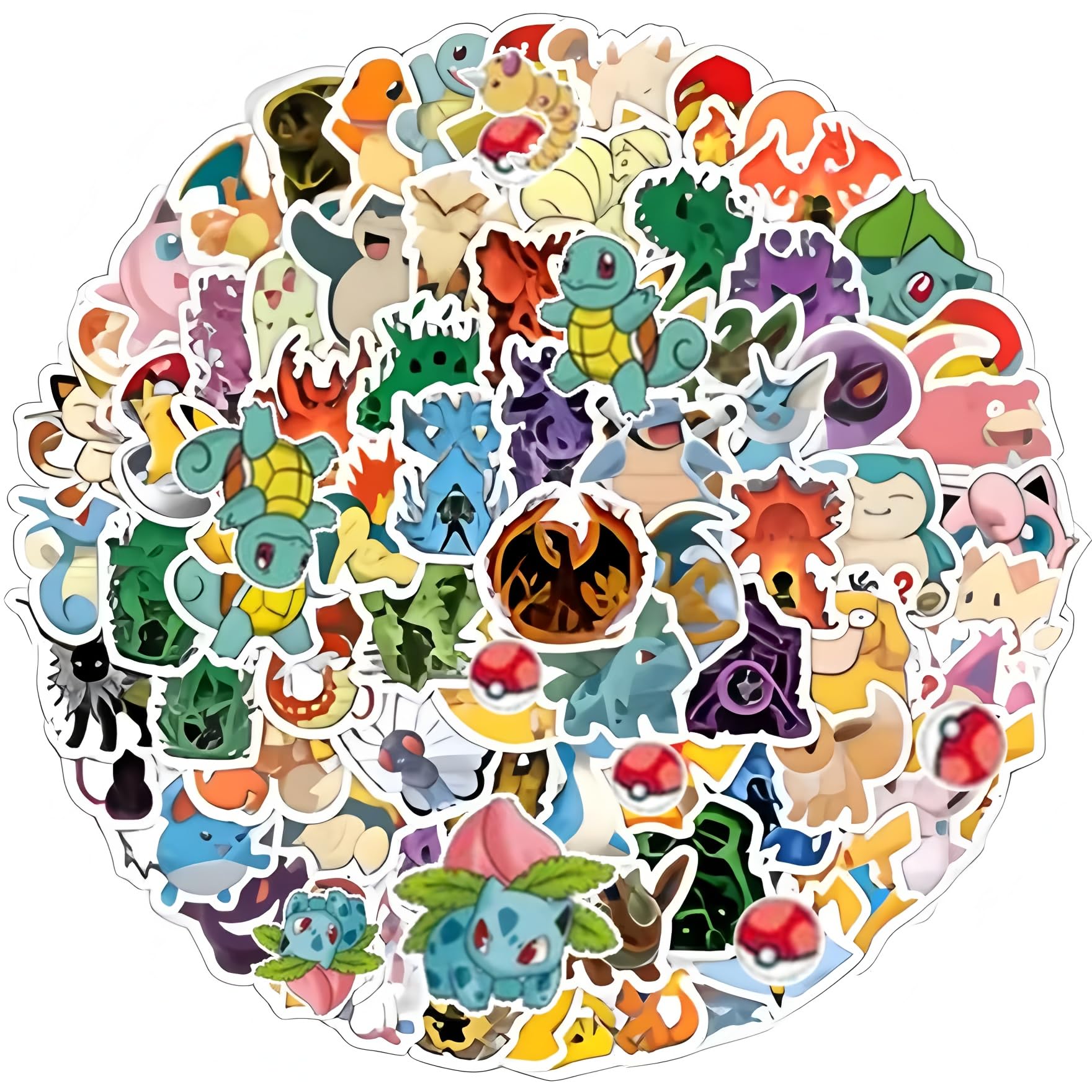100 Pcs Pokkemon Stickers for Fans Waterproof Vinyl Video Game Stickers Merch for Party Supplies Decorations Favors Vinyl Decal Luggage Case Phone Laptop Water Bottle
